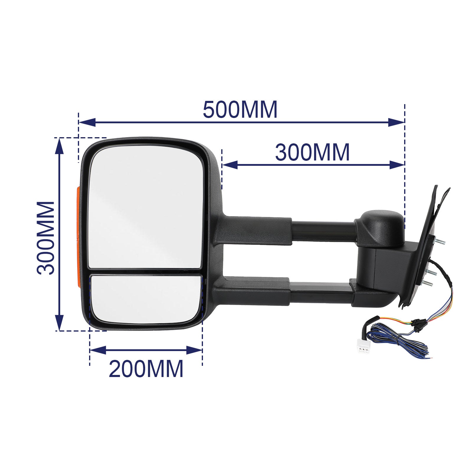 Pair of Electric Extendable Towing Mirrors Pour Toyota Hilux 2005-2011 Black