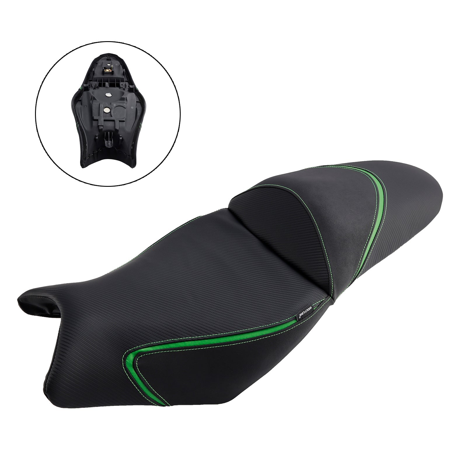 Selle pilote/passager complète coussinée verte pour Kawasaki Versys 650 2022-2024