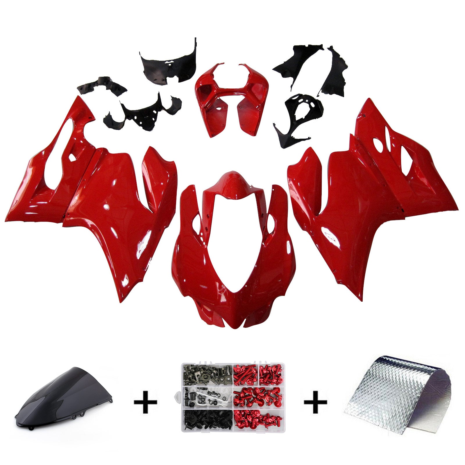 Kit de carénage en plastique moulé par injection rouge et blanc pour Ducati 1199/899 2012-2014