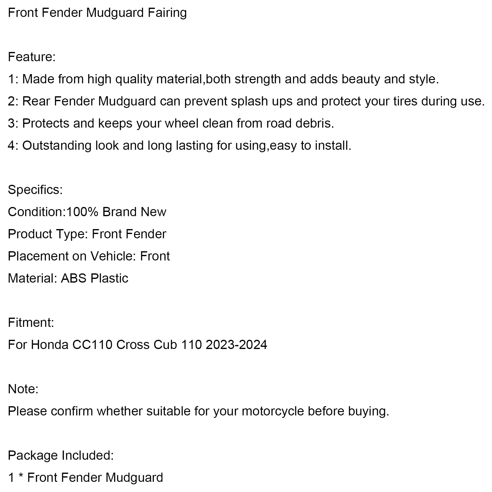 2023-2024 Honda CC110 Cross Cub 110 Keeping of the Boat
