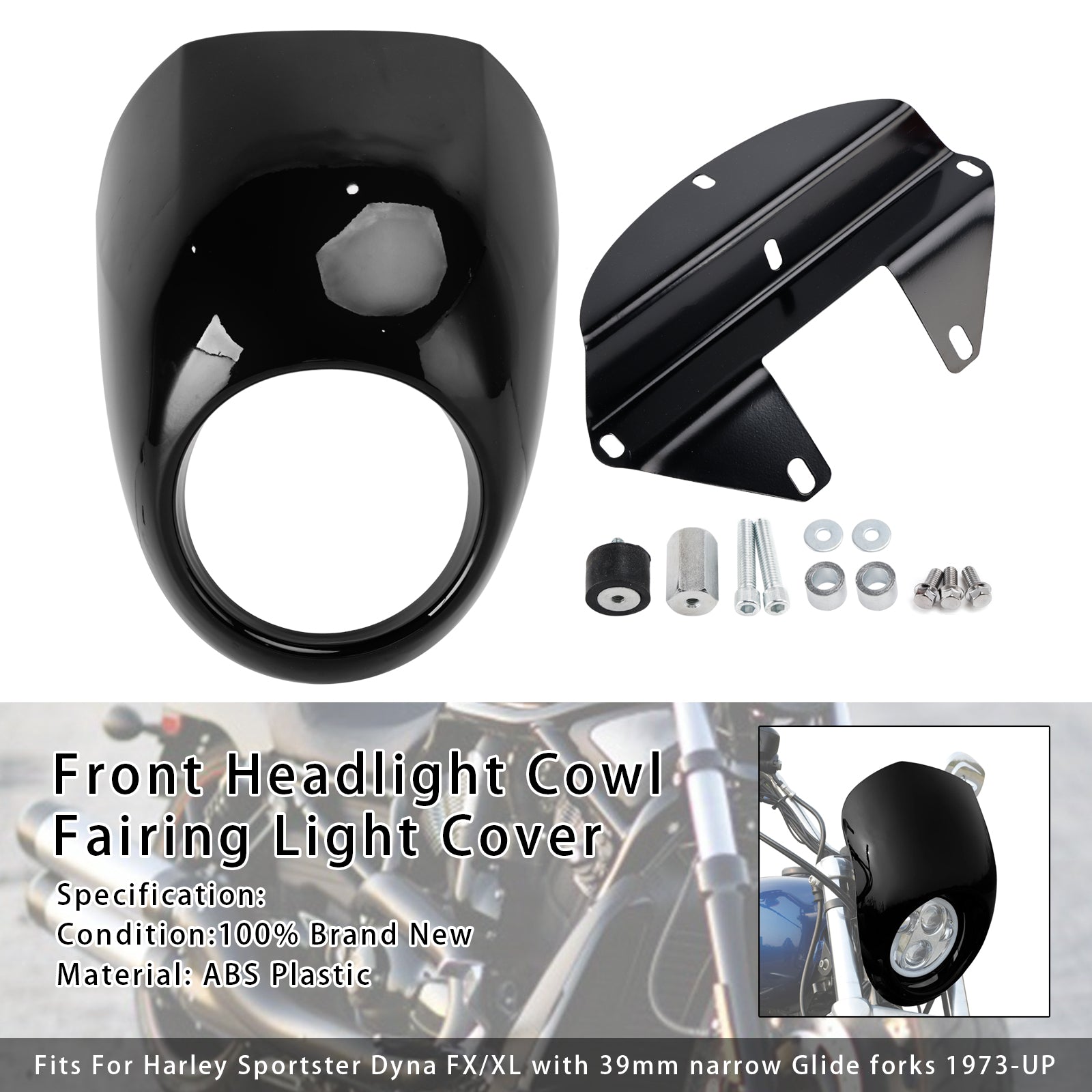 Cache de phare pour Sportster Dyna XL 883 1200 FX (à partir de 1973)