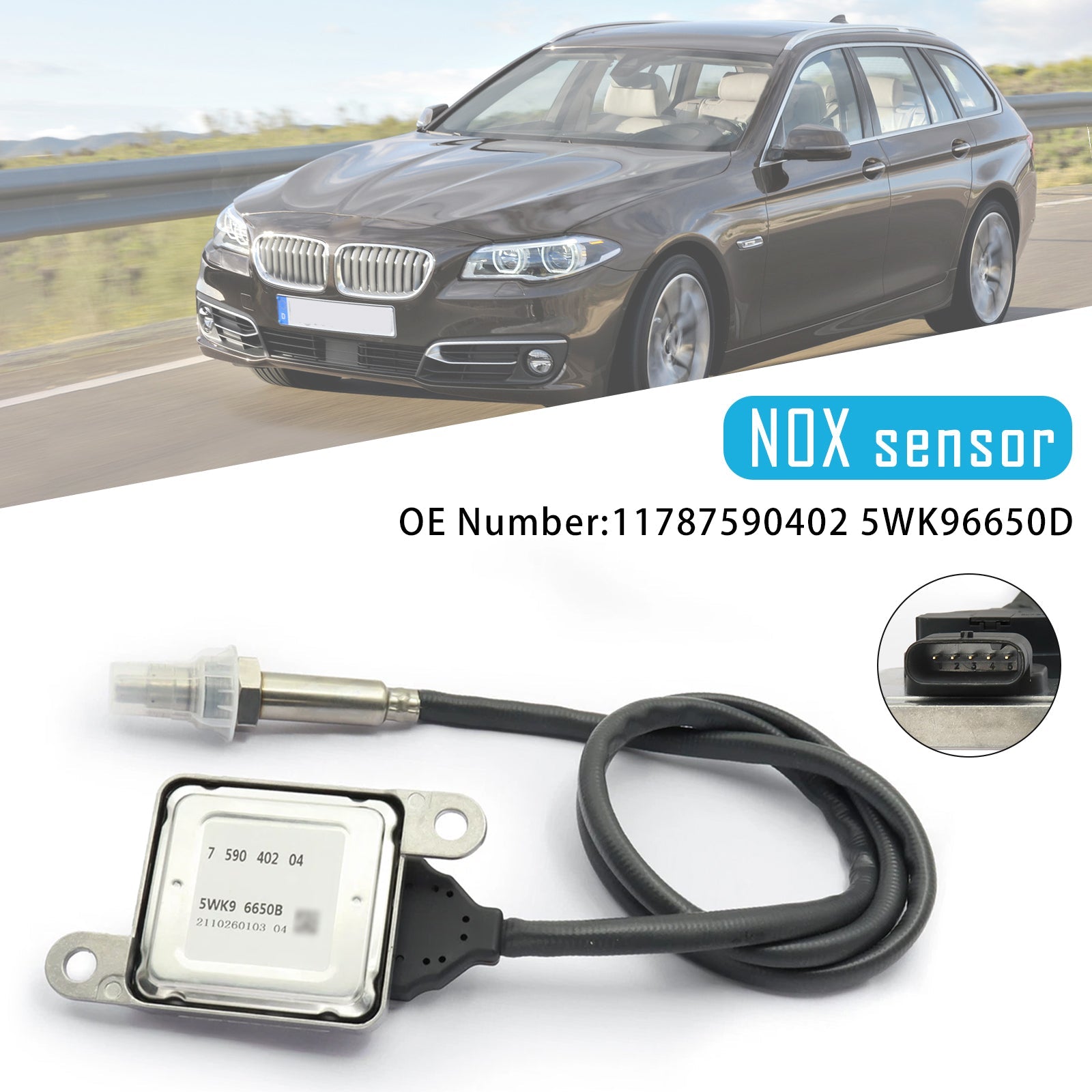 NOX-sensor 11787590402 5WK96650D voor BMW 5-serie F10, 5-serie Touring F11, 523i, 528i, 530i N53 (kopie)