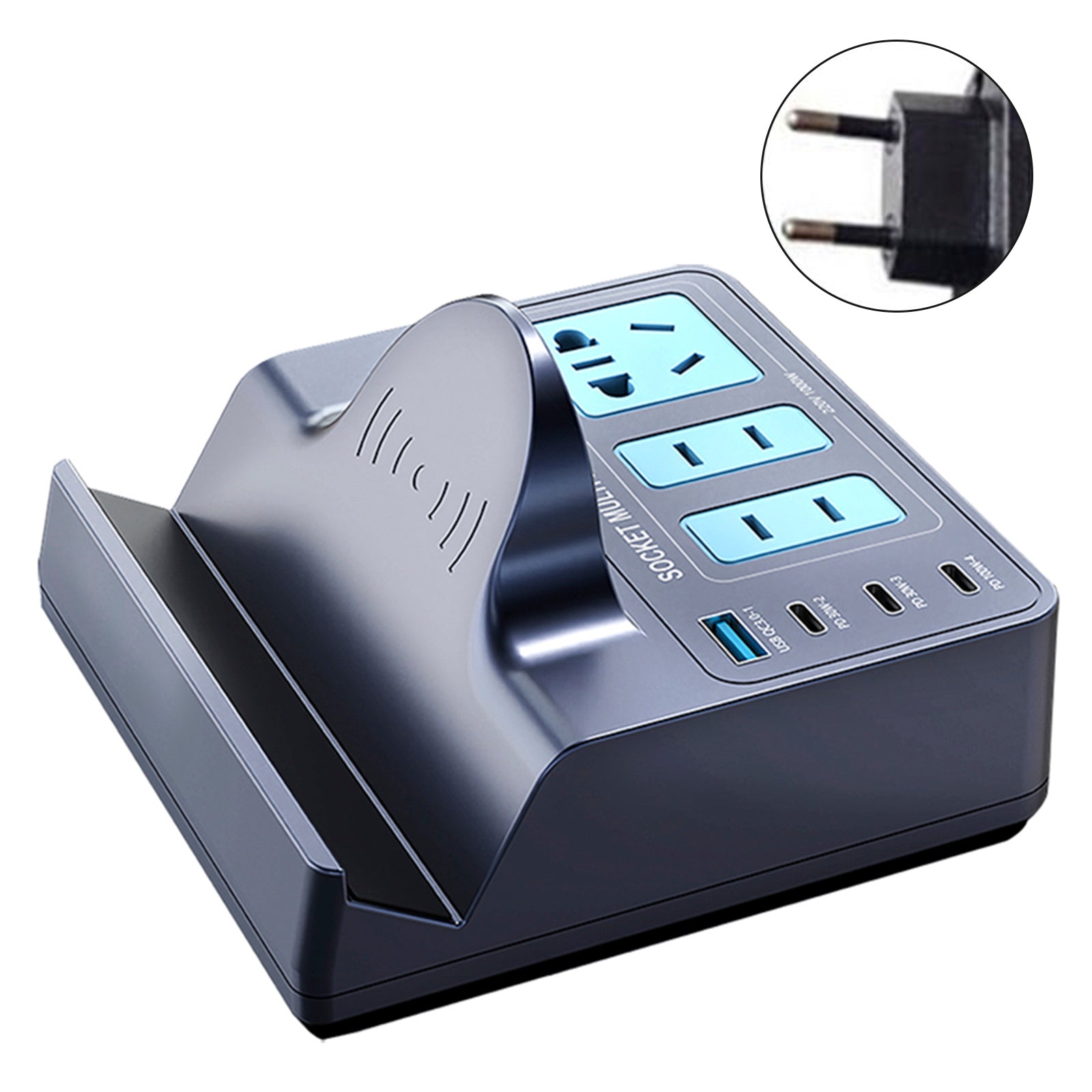 Intelligente draadloze oplader 140 W, High Power PD100 W, voor laptop, QC, mobiele telefoon, EU -socket