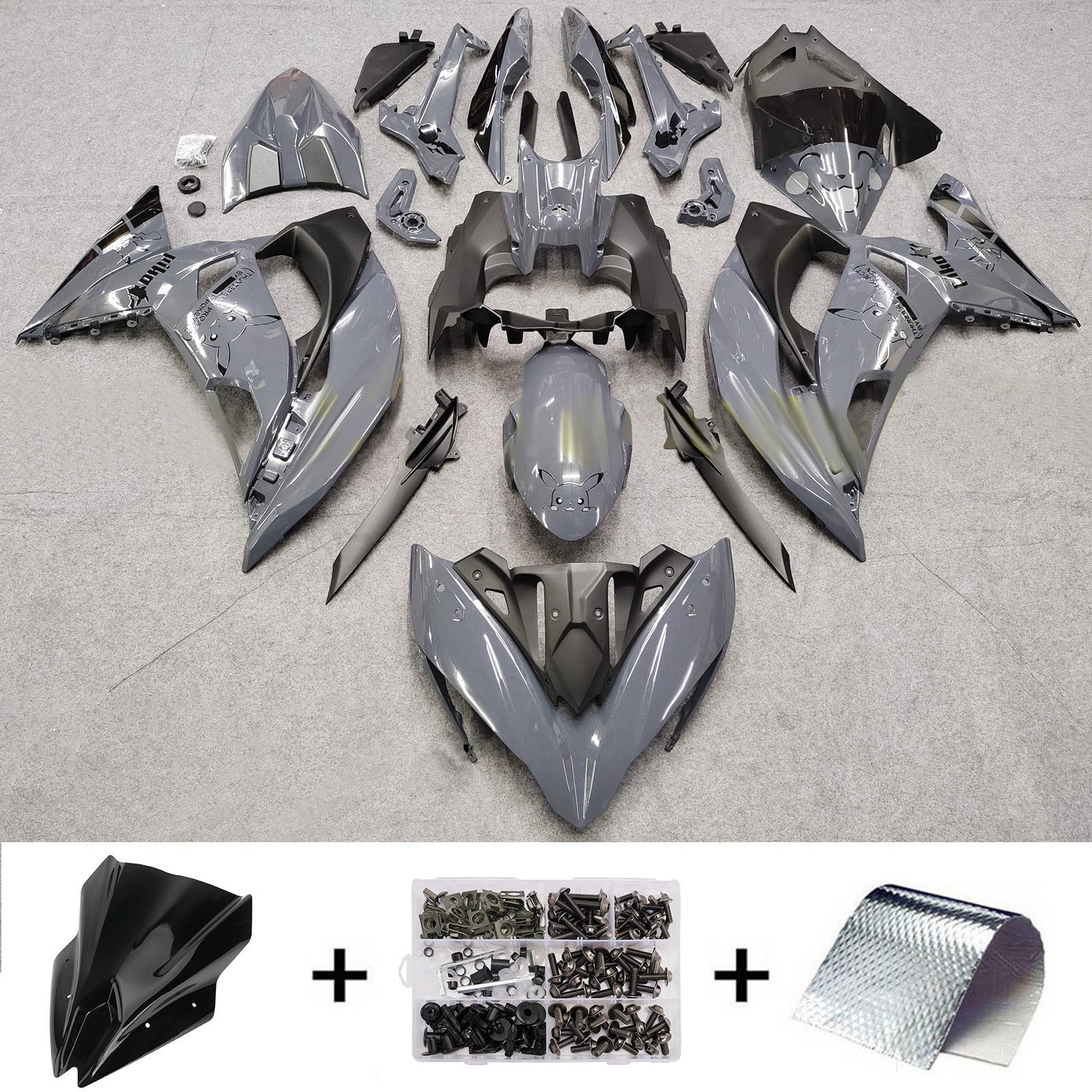 Kit de carénage injecté en plastique ABS compatible avec Kawasaki ER-6F Ninja650R 2017-2019