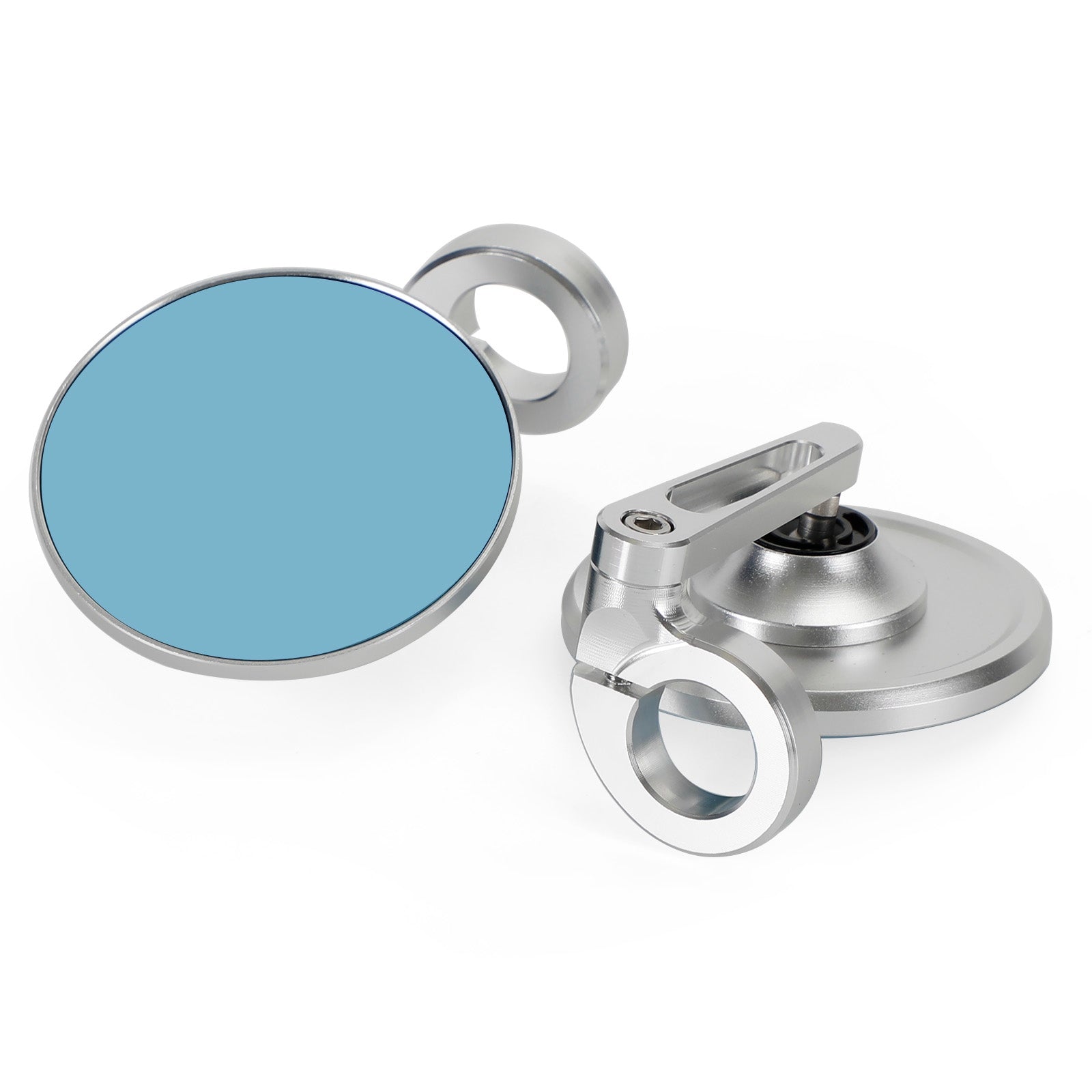 Rétroviseur court argent embout de guidon 22 et 25 mm aluminium pour motos NEUF