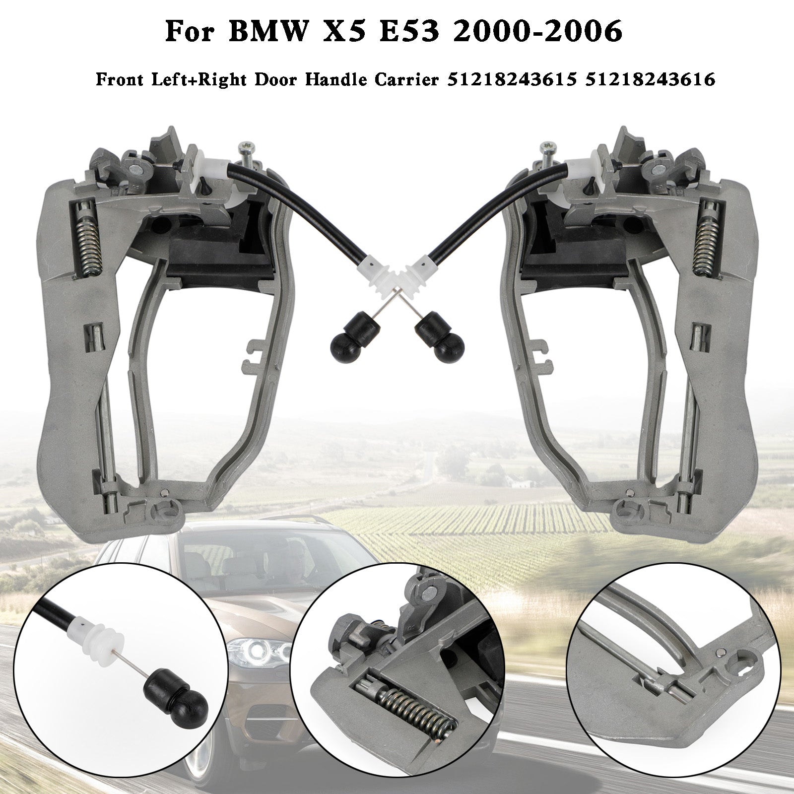 Frontal Gauche Rroite Portes Poignée Transporteur Pour BMW X5 E53 00-06