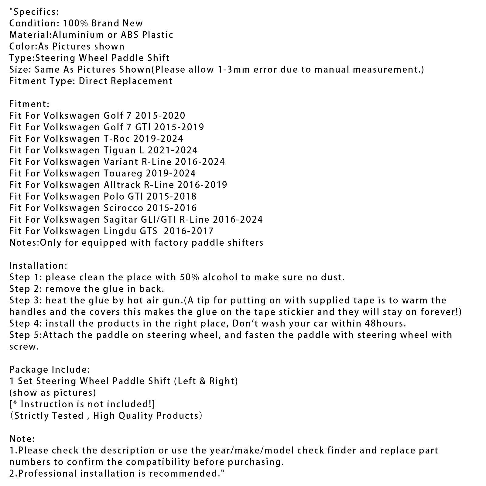 Verlenging van snelheidsverandering Pallets stuurwiel voor VW Golf 7 T-ROC