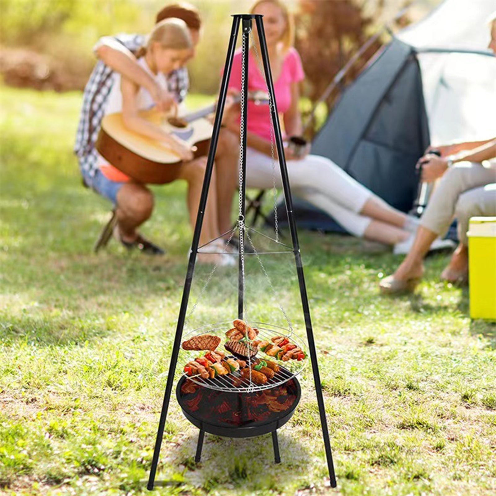 Zewnętrzny statyw Ognisko Okrągła miska do grillowania Patio ogrodowe Duży grill grillowy