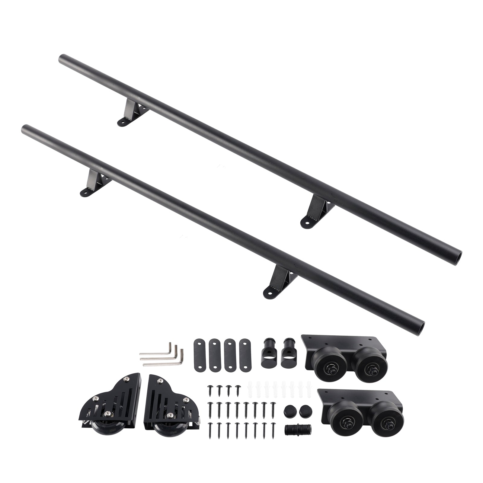 Kit de quincaillery para biblioteca deslizante para tubo redondo de 6.6 pies con freno