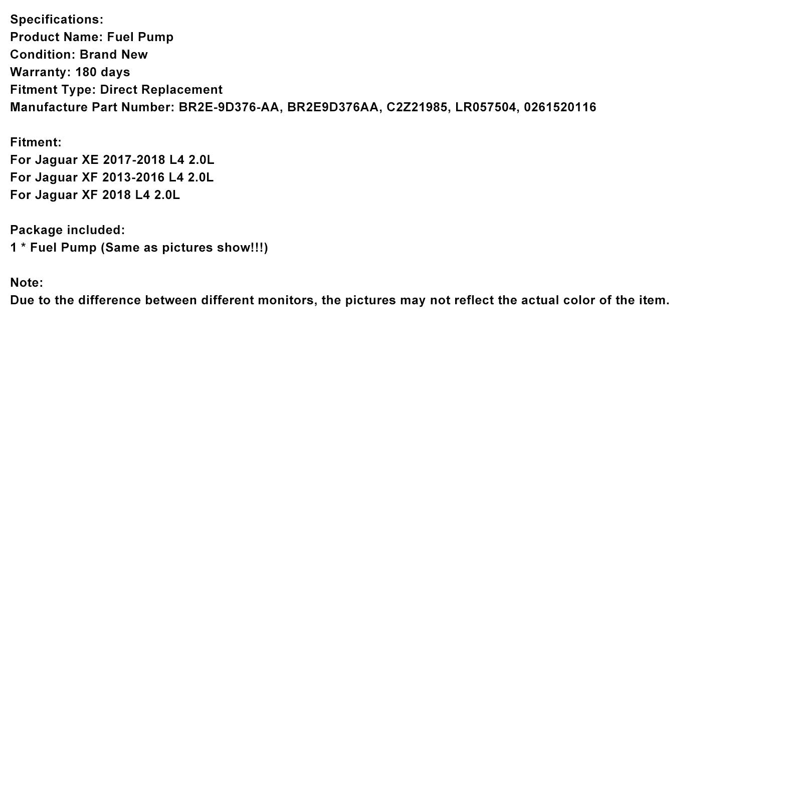 Pompa carburante ad alta pressione per Jaguar XE L4 2.0L (2017-2018) BR2E-9D376-AA C2Z21985 LR057504