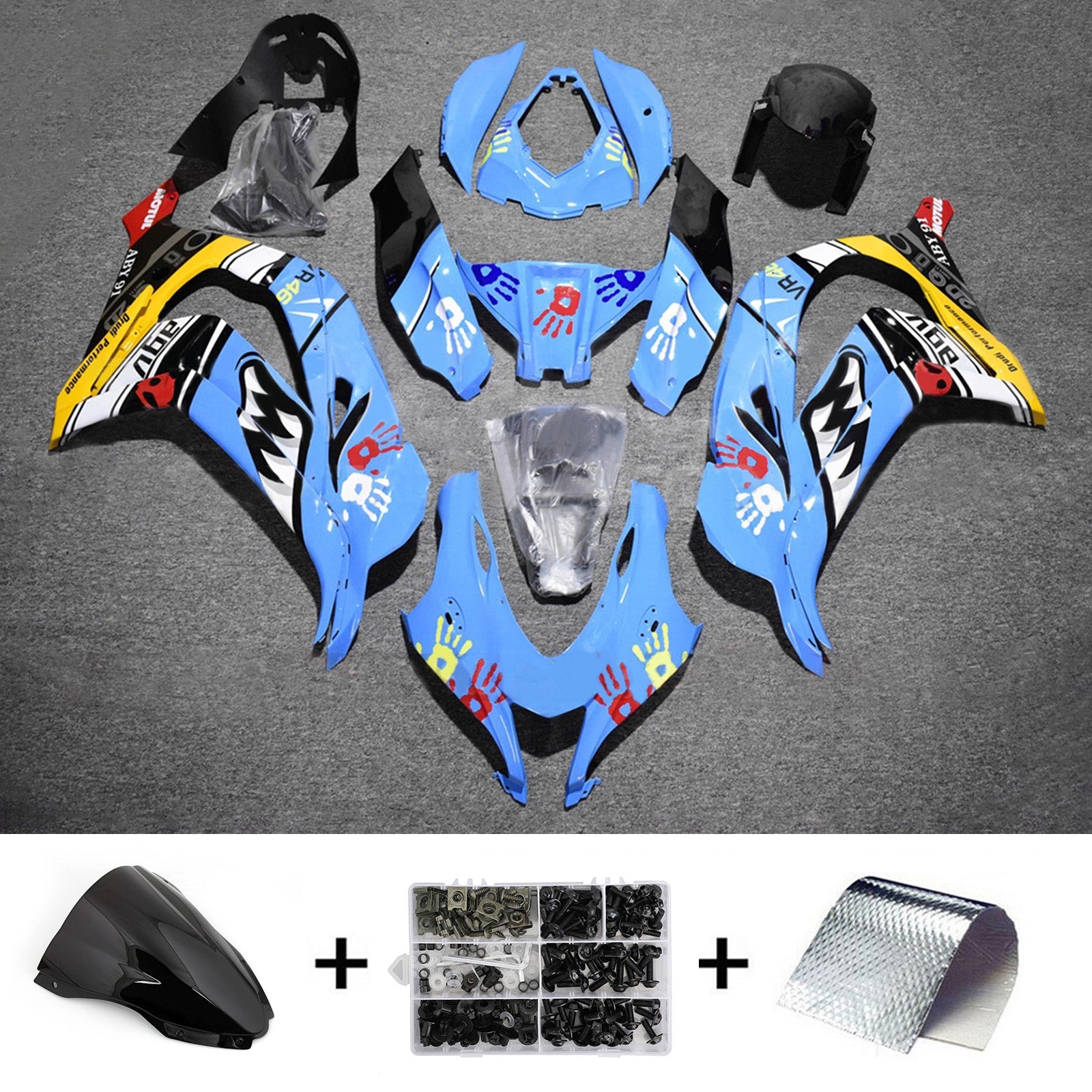 Kit carena iniettata in plastica ABS compatibile con Kawasaki ZX10R 2016-2020