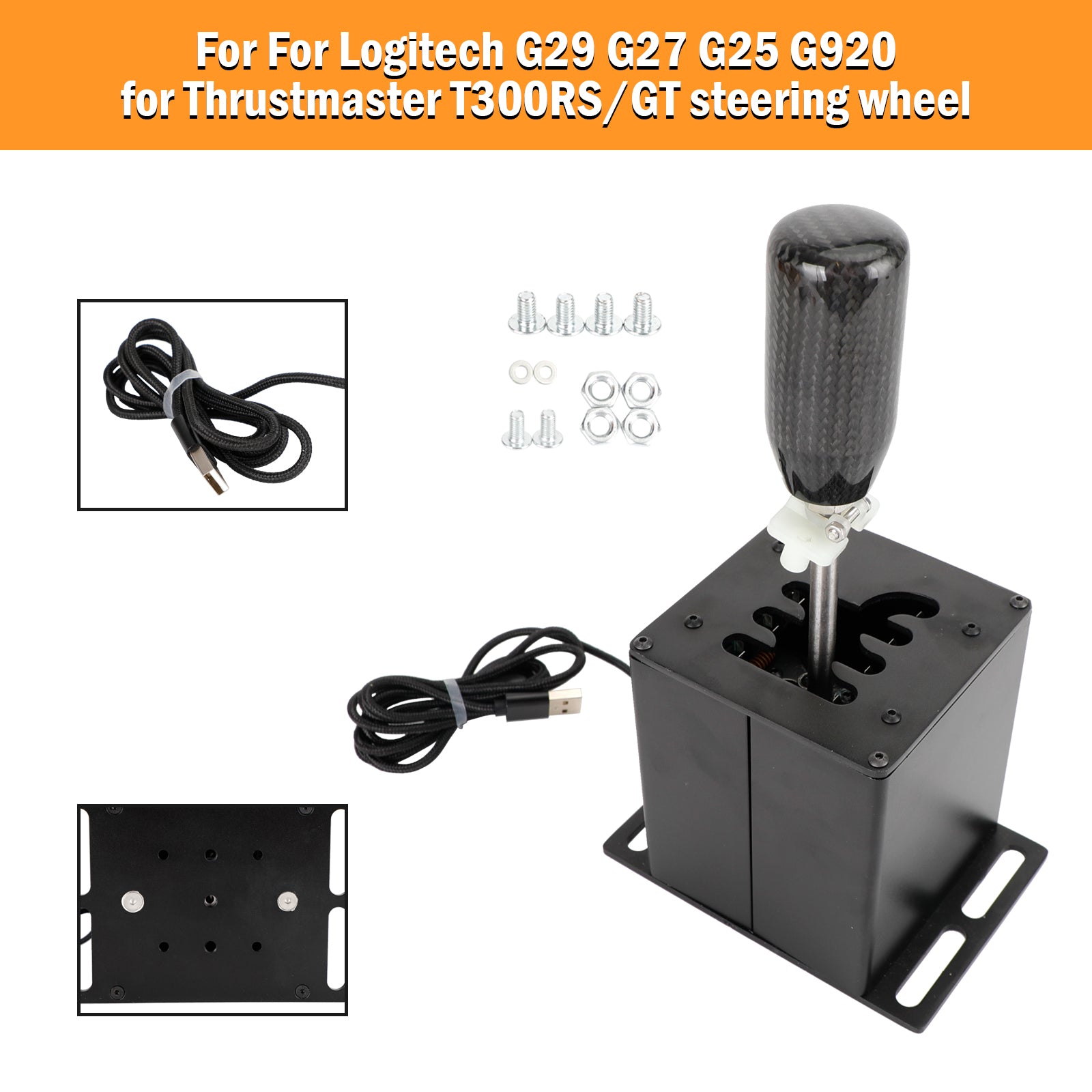 6+R USB Simulator Shifter H Gear shifter pour Logitech G29 G920 Volant PC Noir