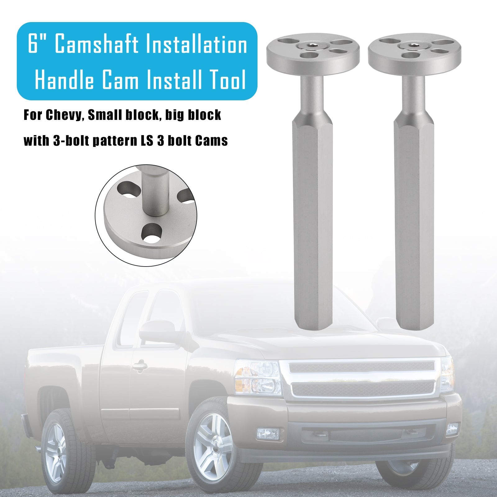 2 x manijas de instalación del árbol de levas 6""para Chevy con espaciado de 3 pernos"