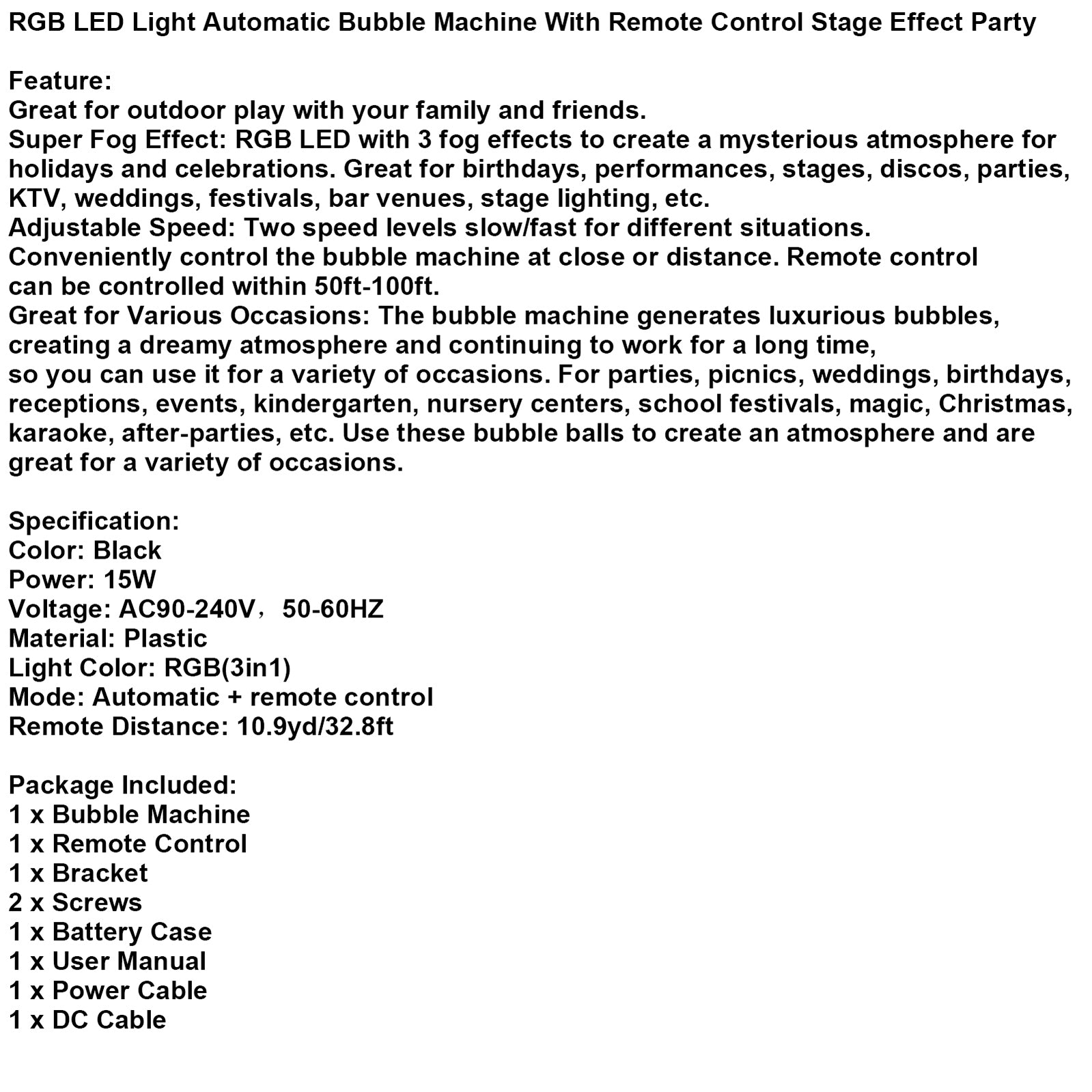 Automatische Bubble Machine RGB LED-lamp met afstandsbedieningseffect Party
