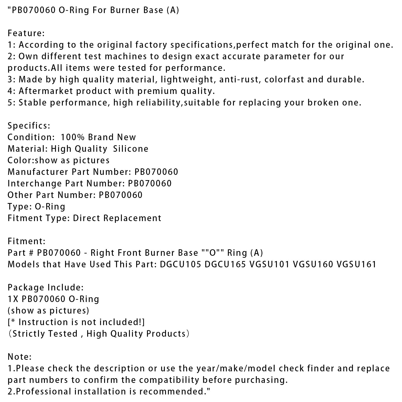 Joint torique PB070060 pour base de brûleur (A)