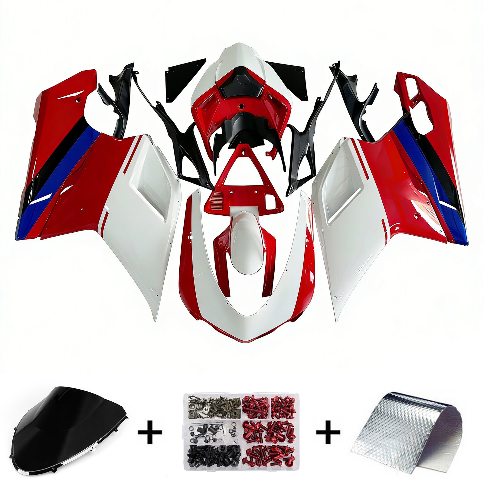 Kit de carénage par injection, carrosserie en plastique ABS, compatible avec Ducati 1098/1198/848 de 2007 à 2011