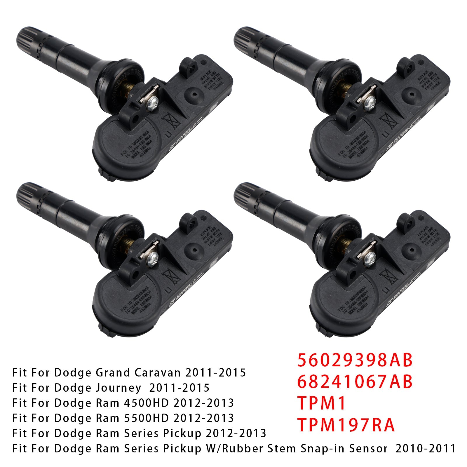 4x TPMS -rengaspaine -anturi Dodge Jeep Chrysler Ram 56029398ab