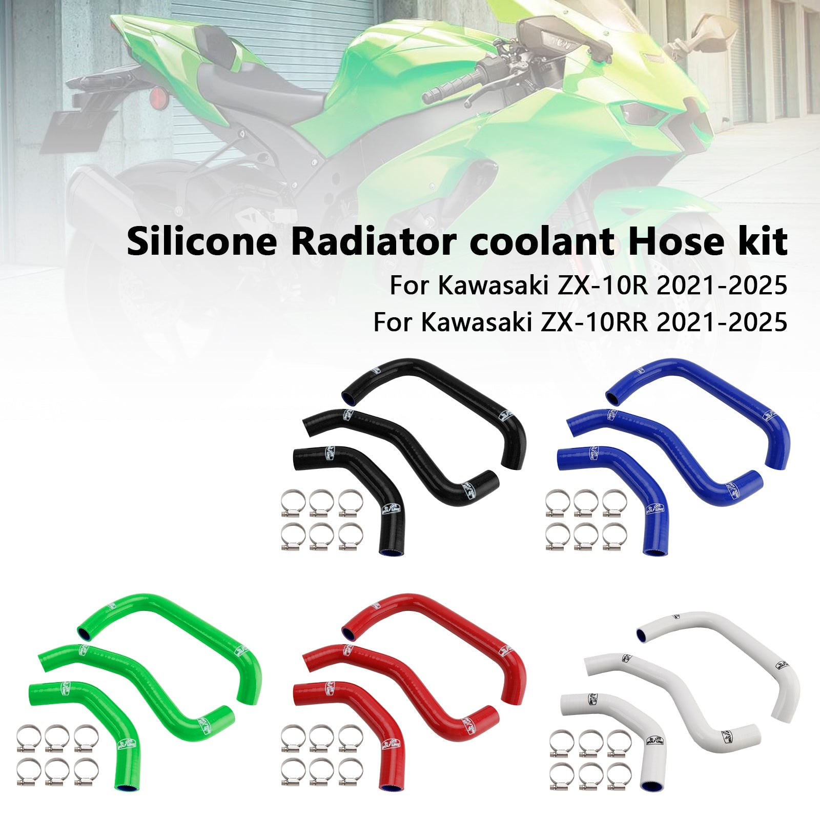 Tubo di raffreddamento in silicone per radiatore Kawasaki ZX10R ZX-10RR (2021-2025)