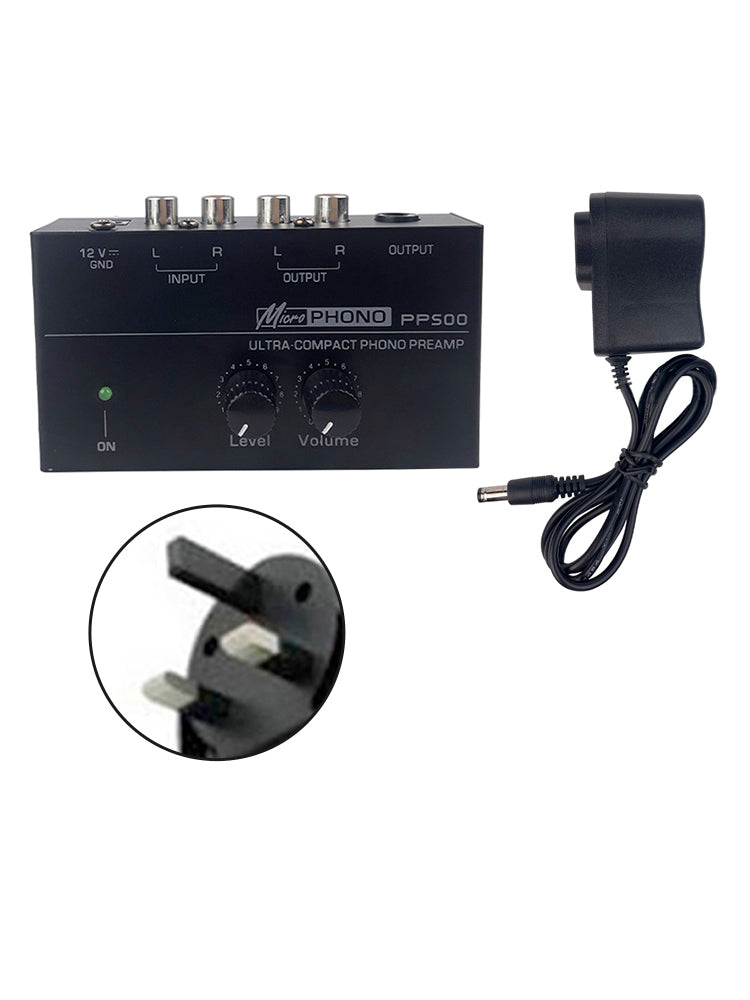 Preamplificador de fono PP500, control de volumen y nivel de 12 V para tocadiscos de vinilo LP
