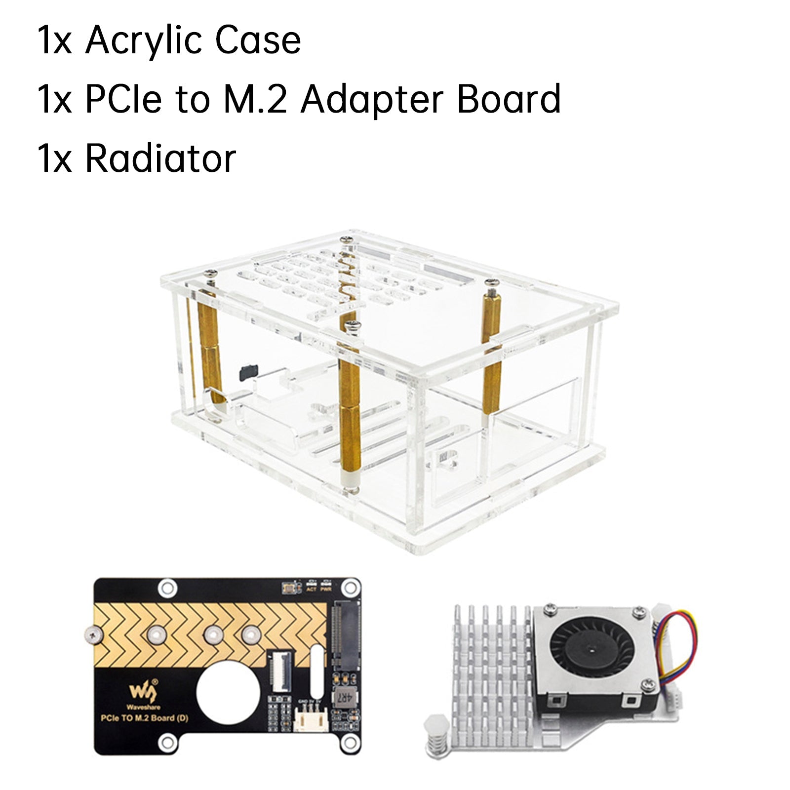 Boîtier adaptateur PCI-E pour Raspberry Pi 5, carte adaptateur PCIe vers M.2, boîtier en acrylique, radiateur