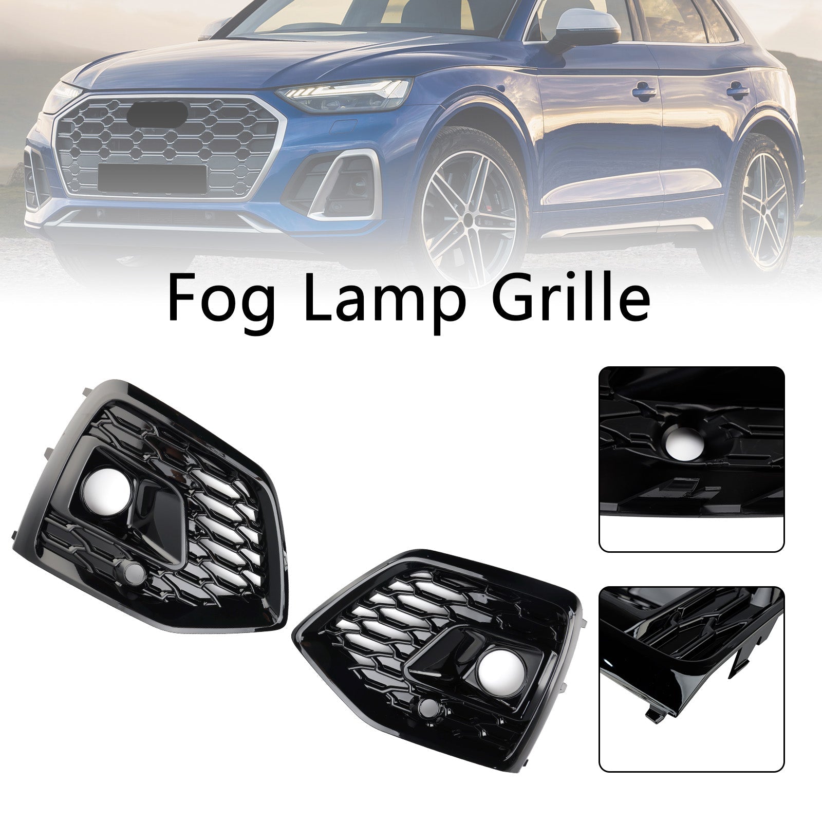 Grille de protection des phares antibrouillard avant noire pour Audi Q5 SQ5 S-Line RSQ5 2021-2025