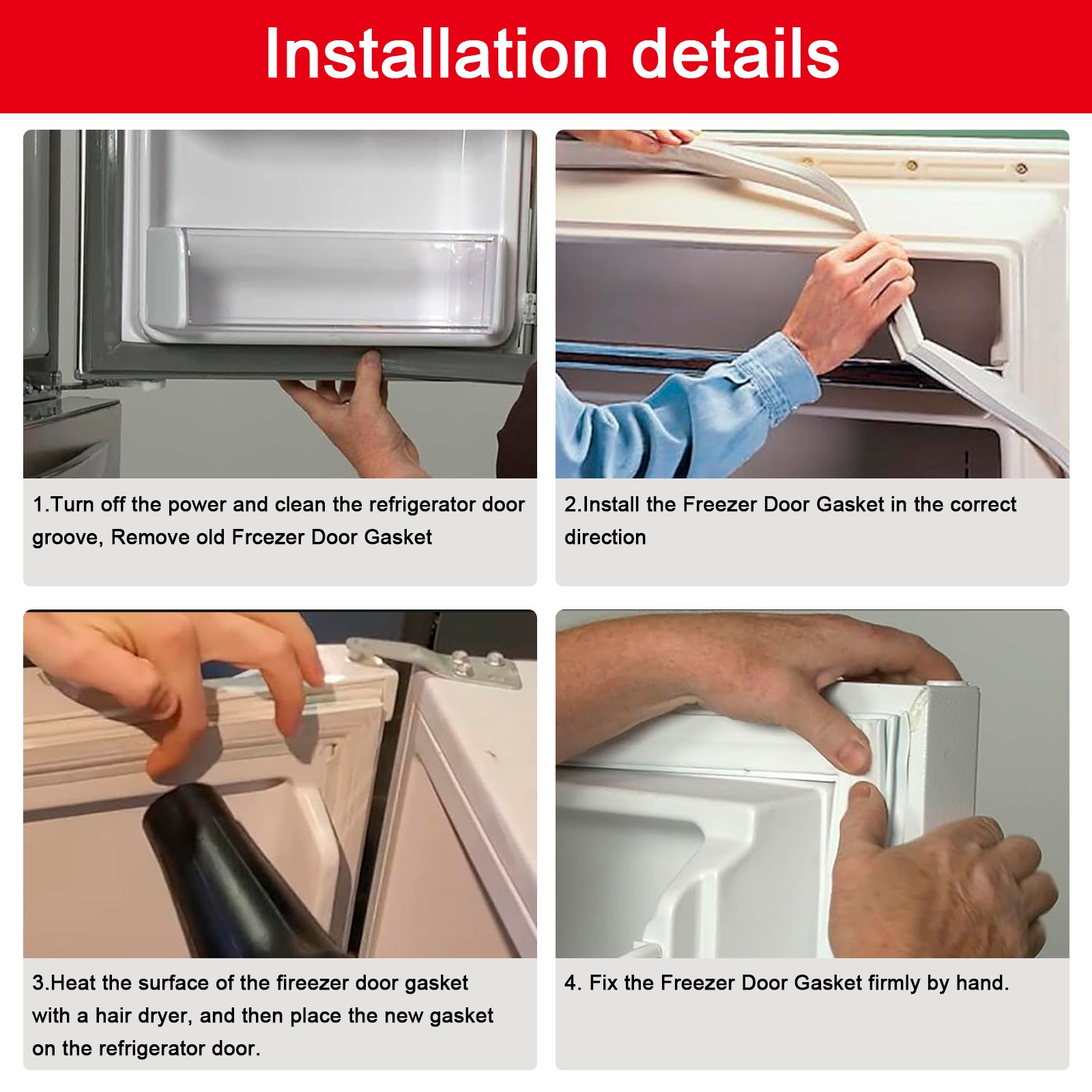 Joint de porte de congélateur pour réfrigérateur Kenmore W10443315 W10571962 W10130894