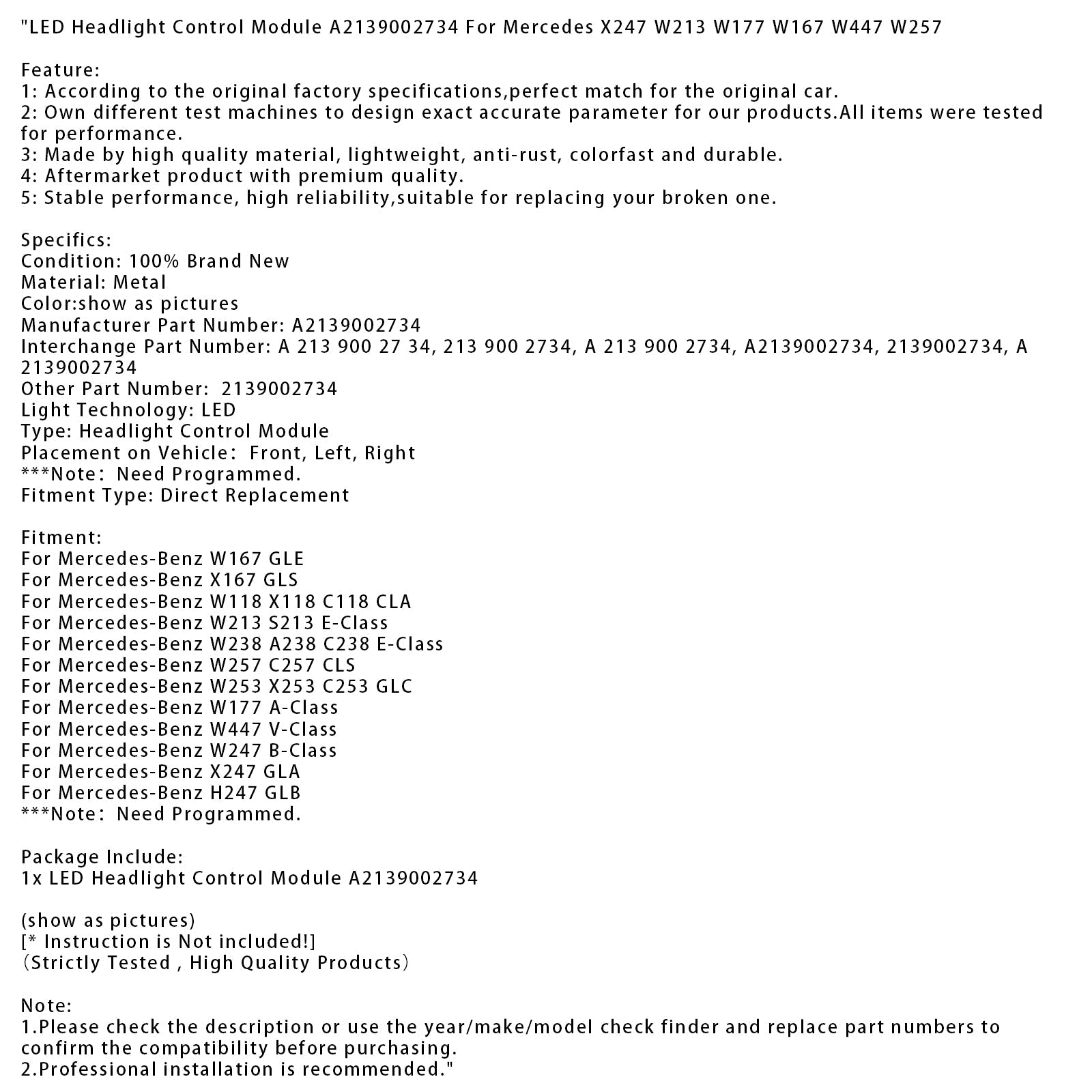Mercedes-Benz X167 GLS LED-koplampregelmodule A2139002734