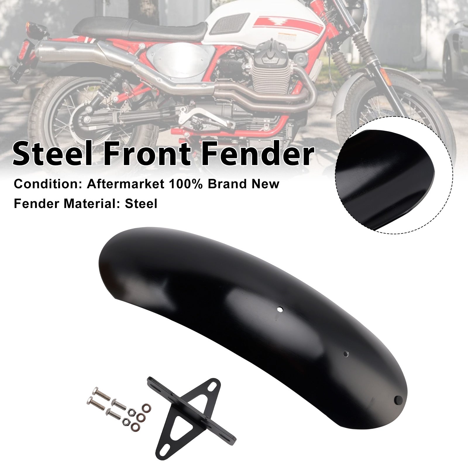 Garde-boue avant en acier compatible avec MOTO GUZZI V7 II Stone Classic Special 10-16
