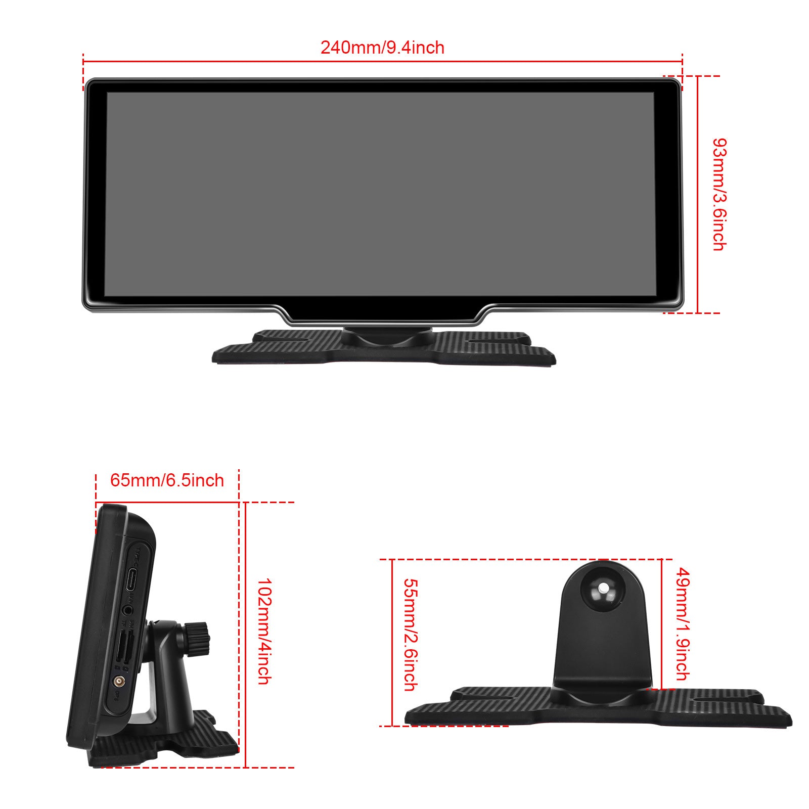 10,26"" Portable Bluetooth Navigation de voiture sans fil Carplay HD Grand écran tactile