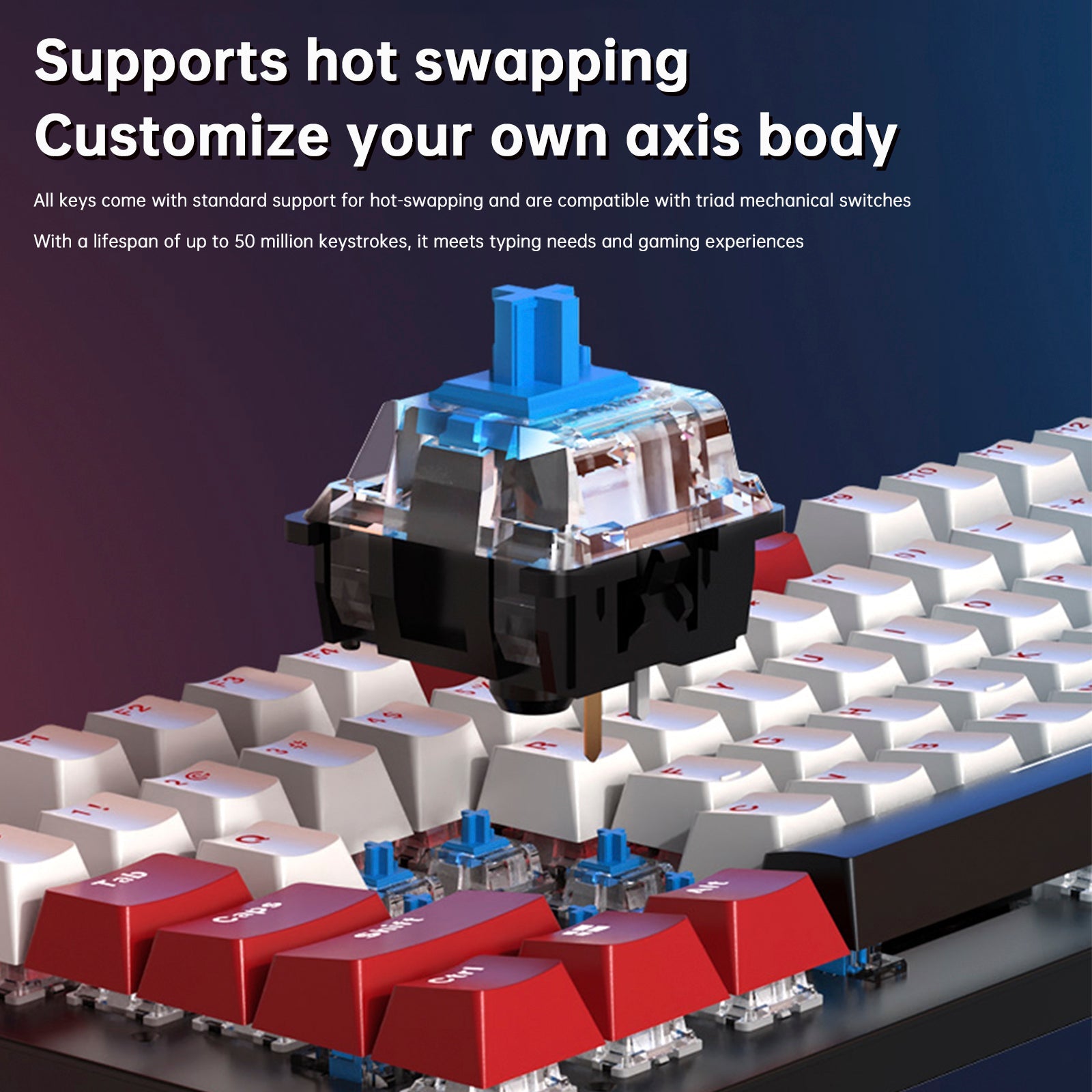 Teclado mecánico para juegos con cable de 104 teclas con interruptores lineales azules y retroiluminación RGB