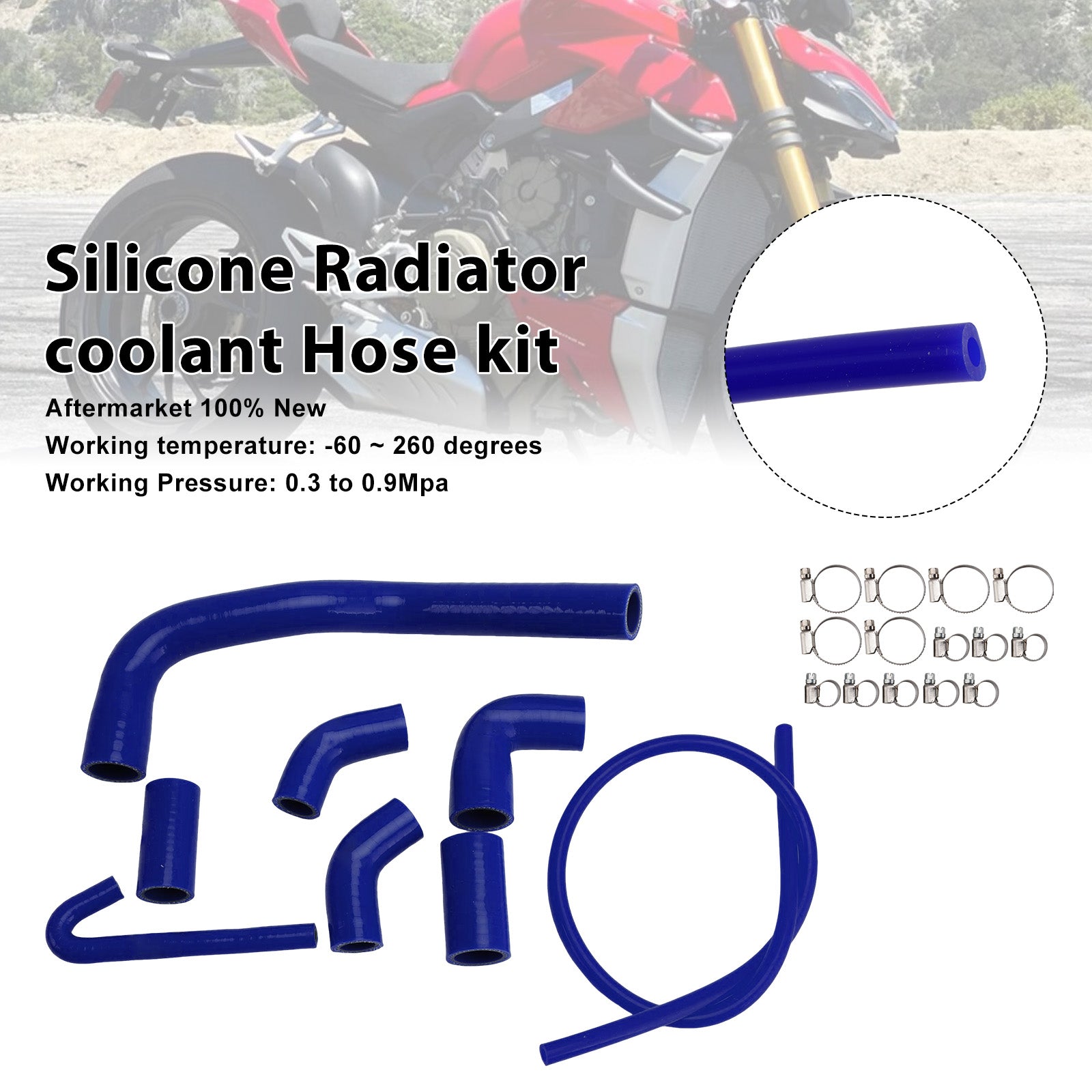 Durite de refroidissement en silicone pour radiateur Ducati Streetfighter V4 V4S (2020-2025)