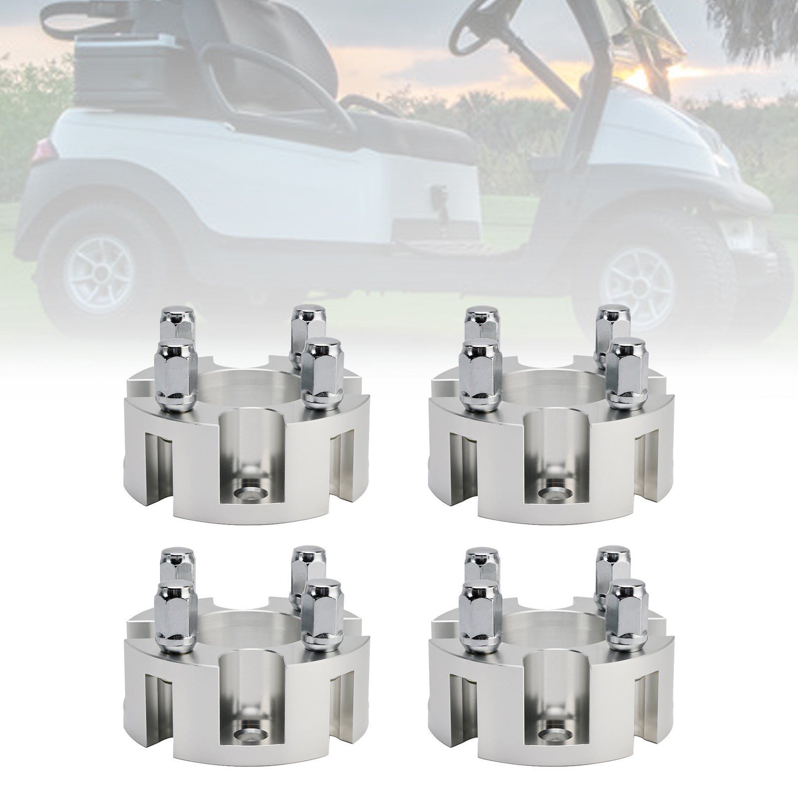 Kit d'entretoises de roue 2"" pour voiturettes de golf Yamaha Club Car Ezgo, câbles et écrous de roue argentés