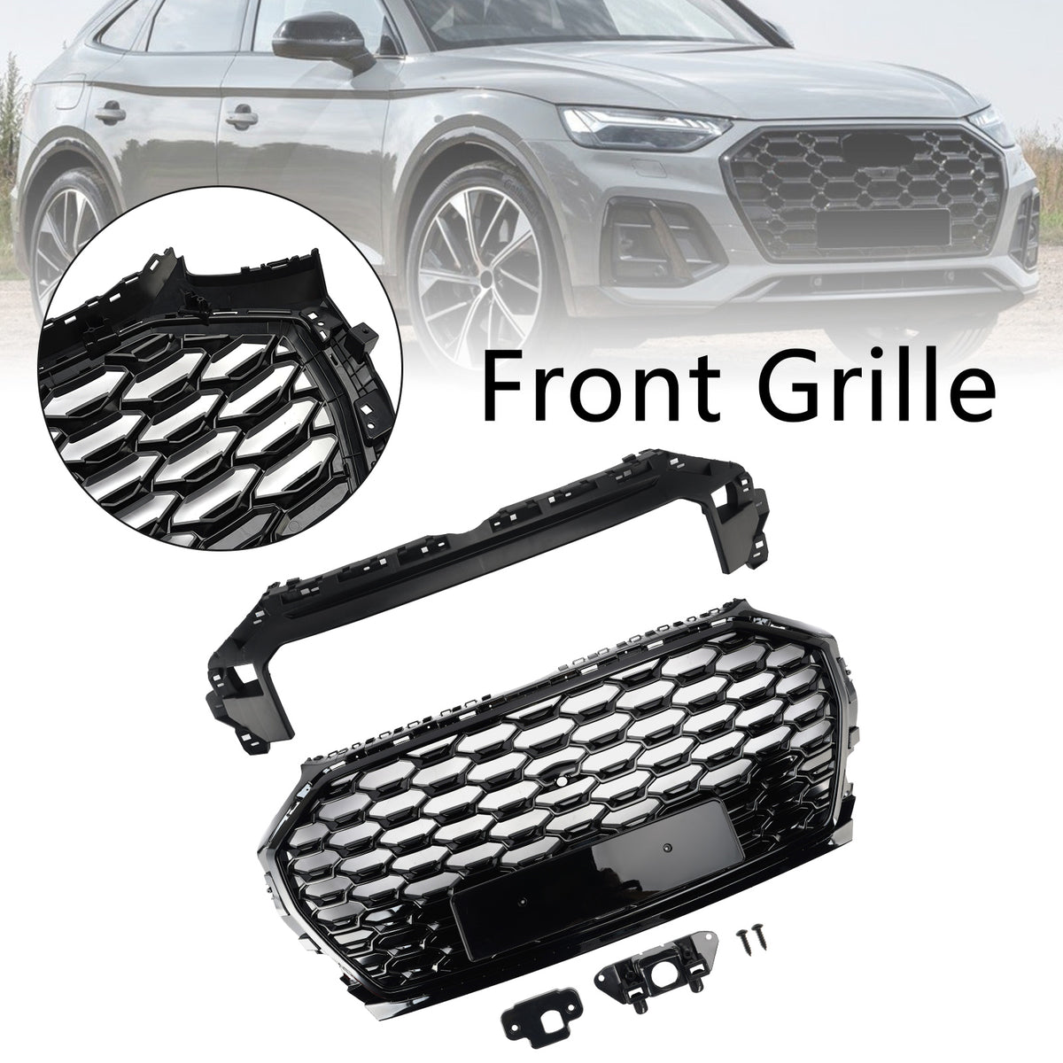 RSQ5 Style Front Honeycomb Mesh Grill Grille Pour Audi Q5 SQ5 2021-2025