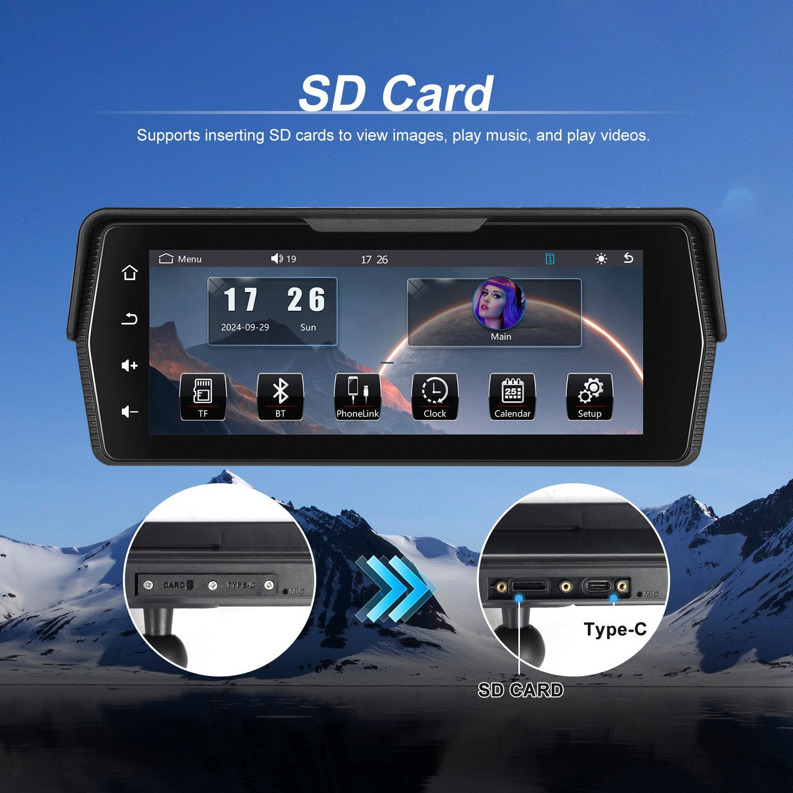 Écran sans fil PND de 6,86 pouces pour motos, compatible avec CarPlay et Android Auto