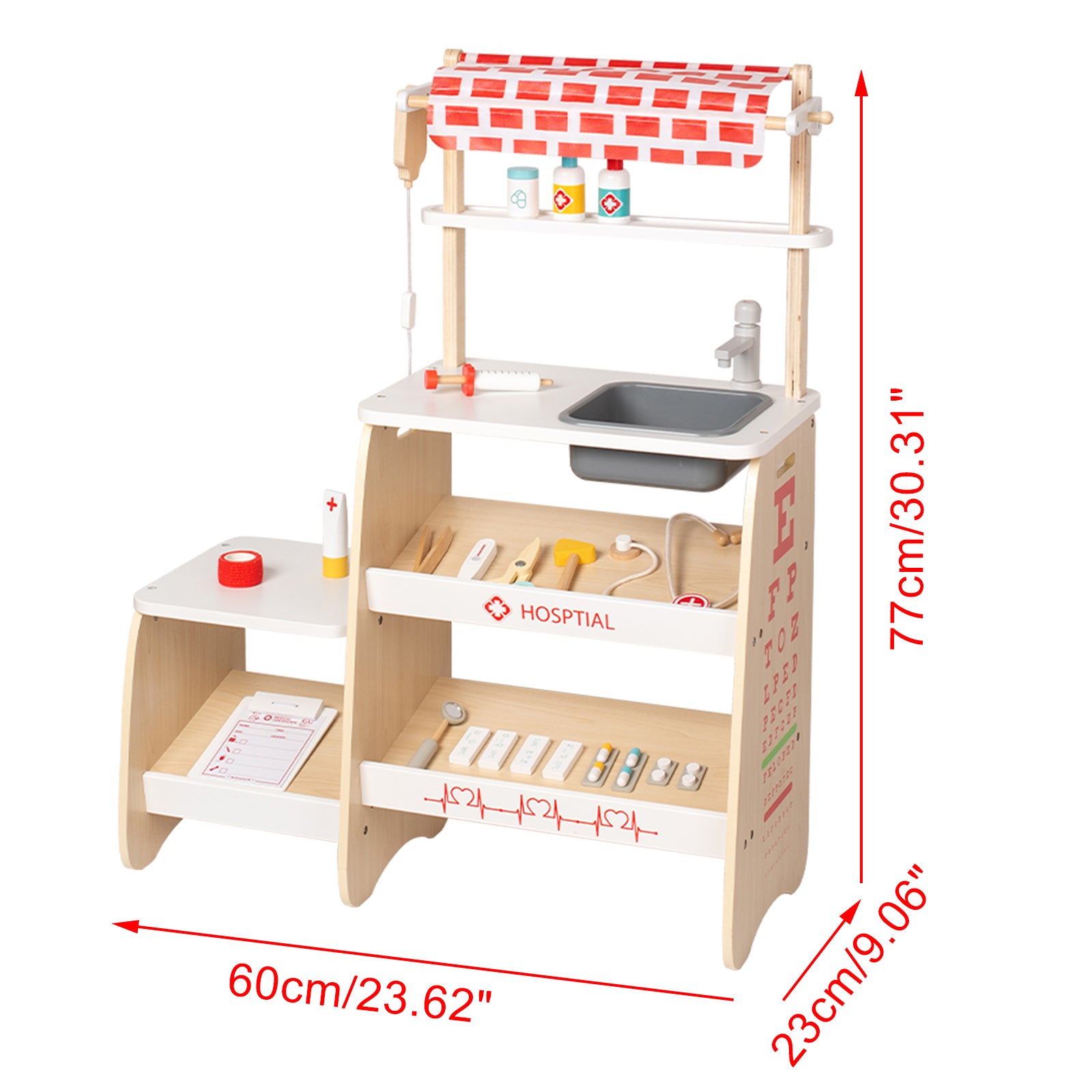 Set di giocattoli di simulazione della clinica medica per bambini con 22 accessori, di 3 anni