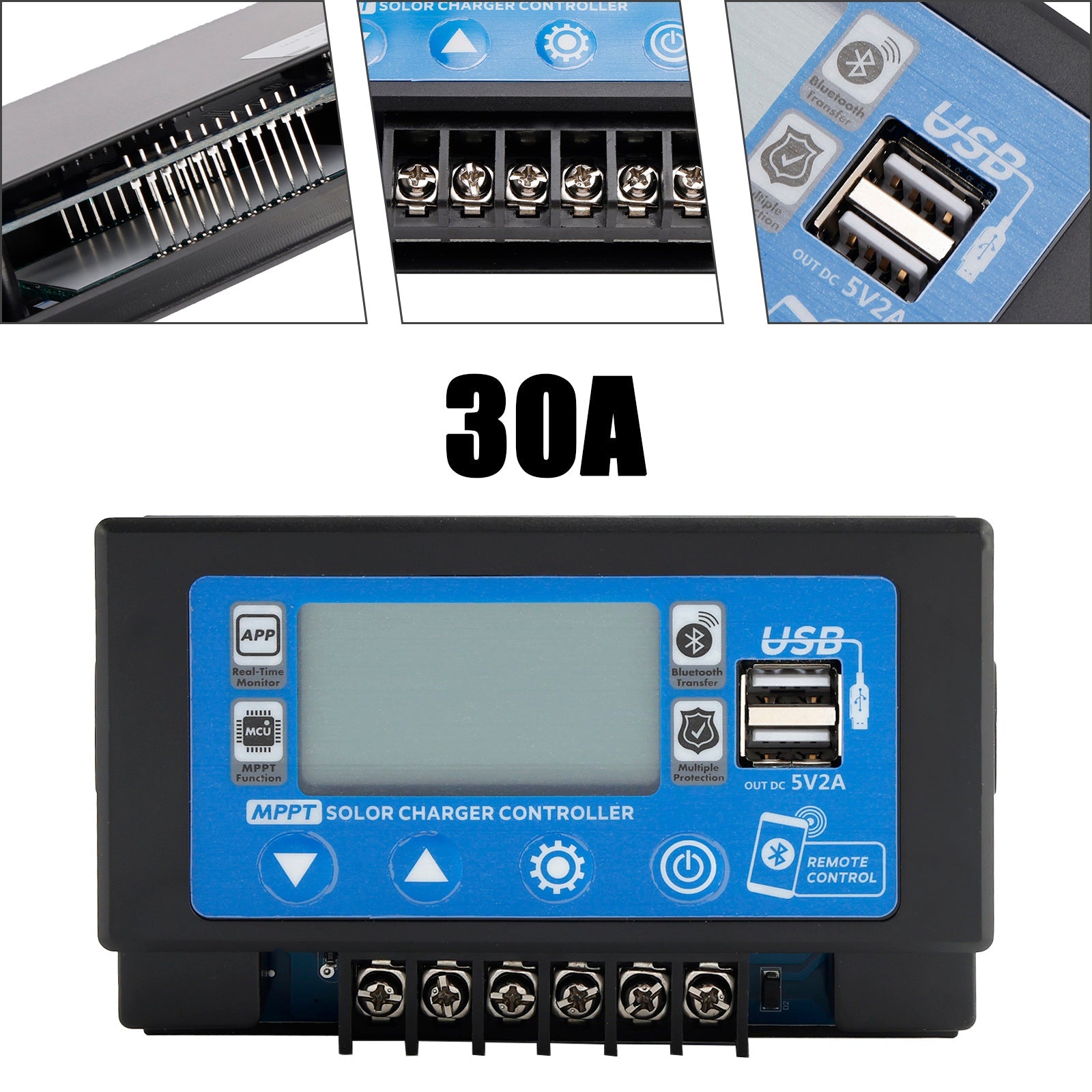 Contrôleur solaire MPPT dédié à stockage d'énergie intégré 30/60 A, Bluetooth