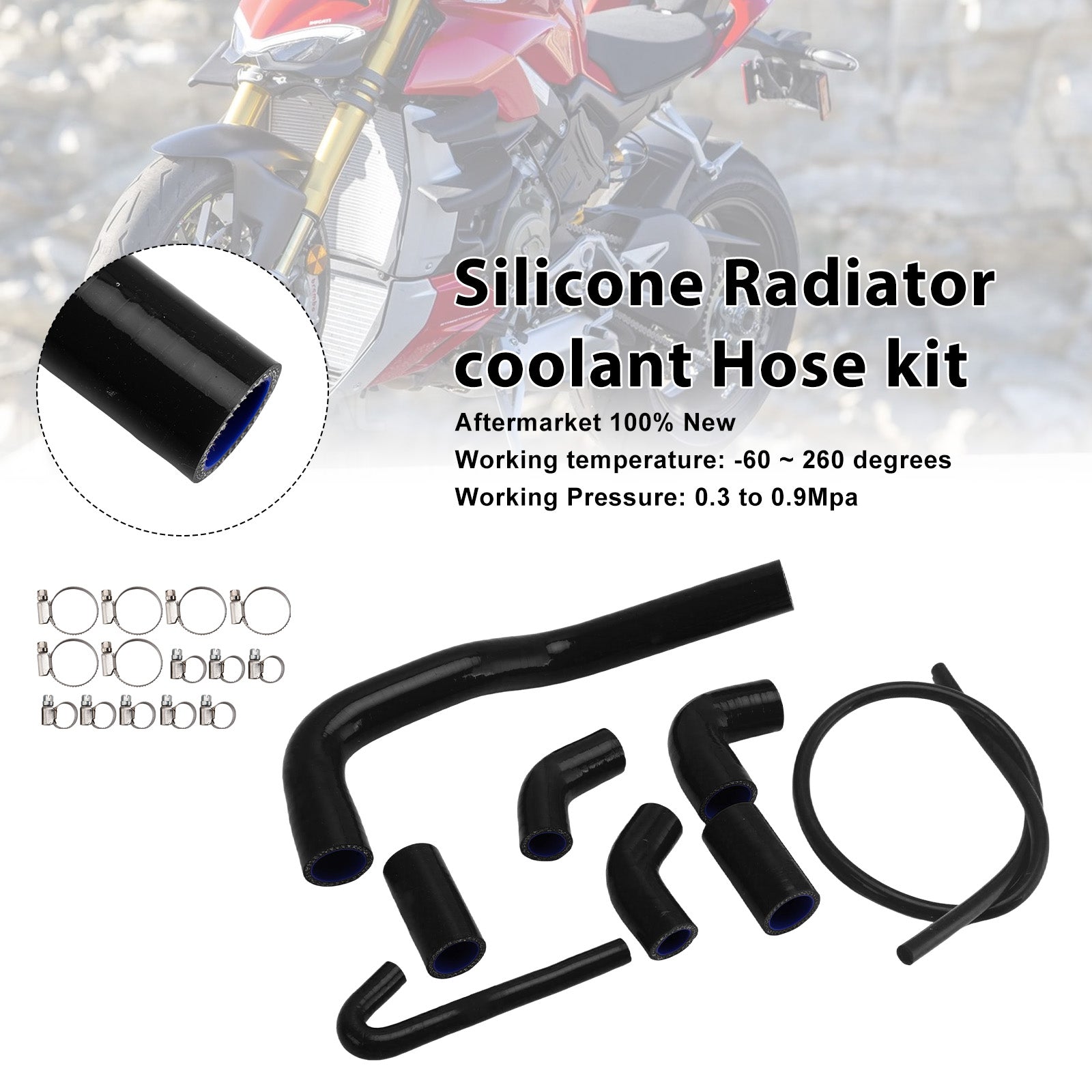 Durite de refroidissement en silicone pour radiateur Ducati Streetfighter V4 V4S (2020-2025)