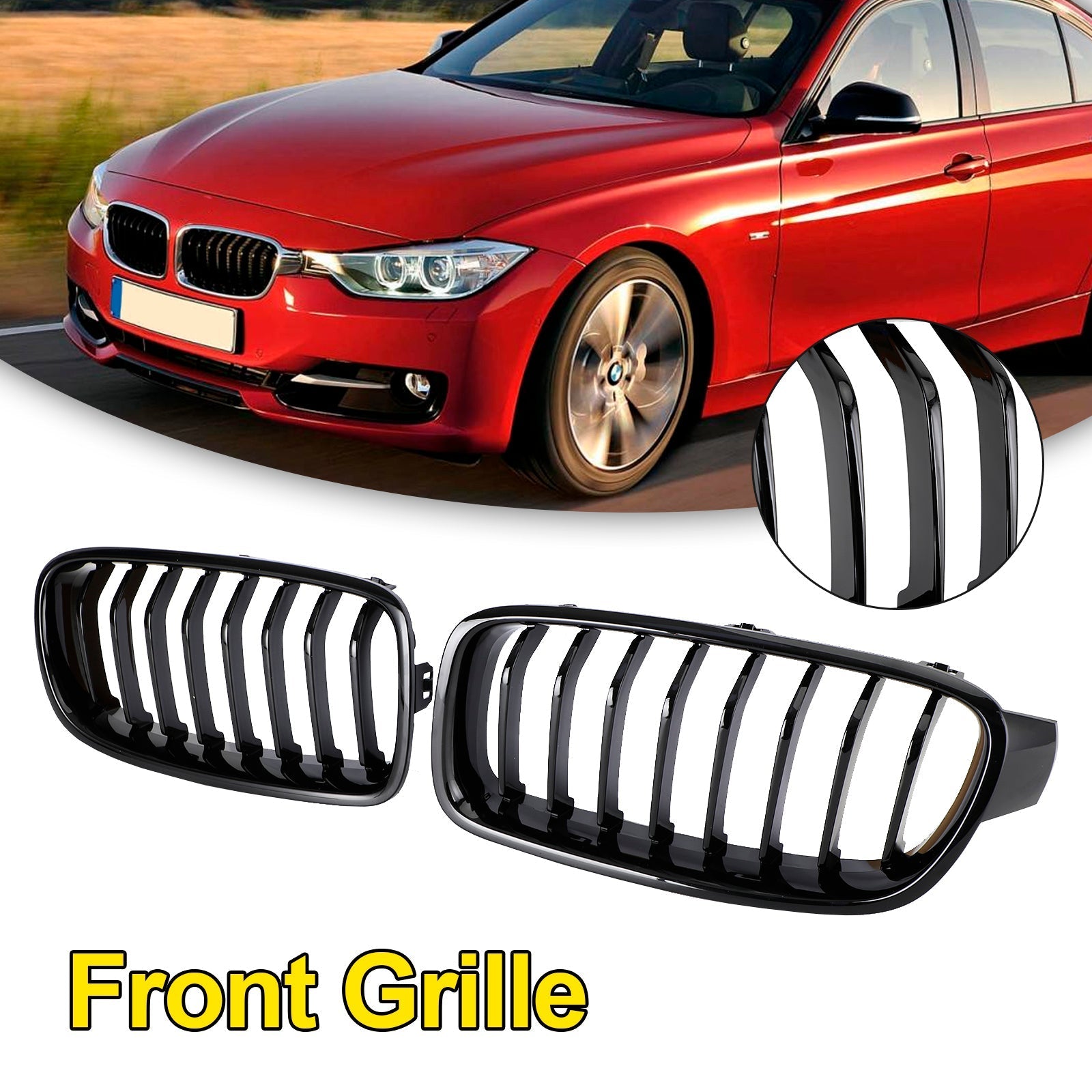 BMW 3 Series F30/F31/F35 (2012-2019) Gloss Black Front Kidney Grill