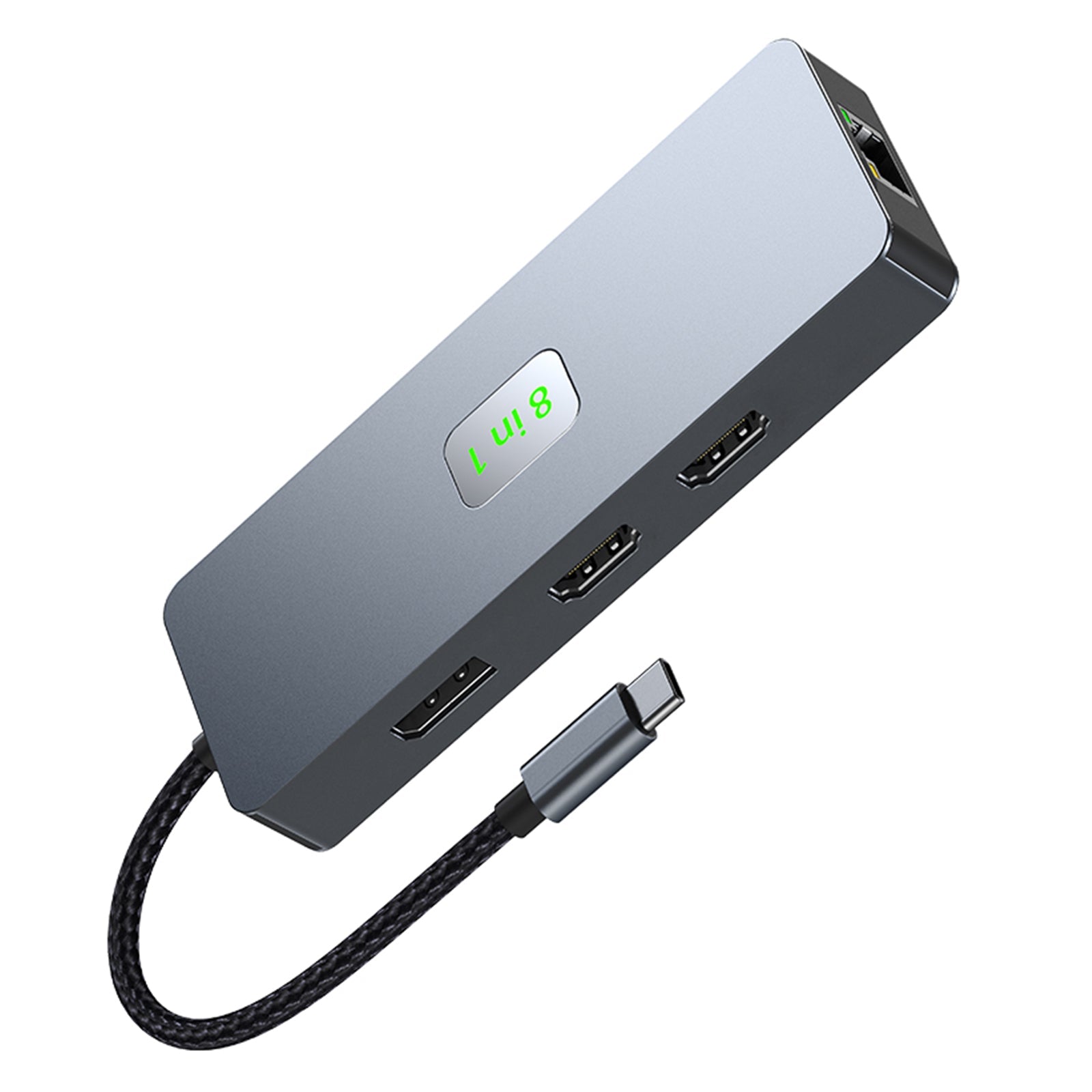 Adaptador de concentrador de interfaz 8 en 1 TYPE-C a RJ45 Gigabit USB 3.0 HDMI DP PD100W