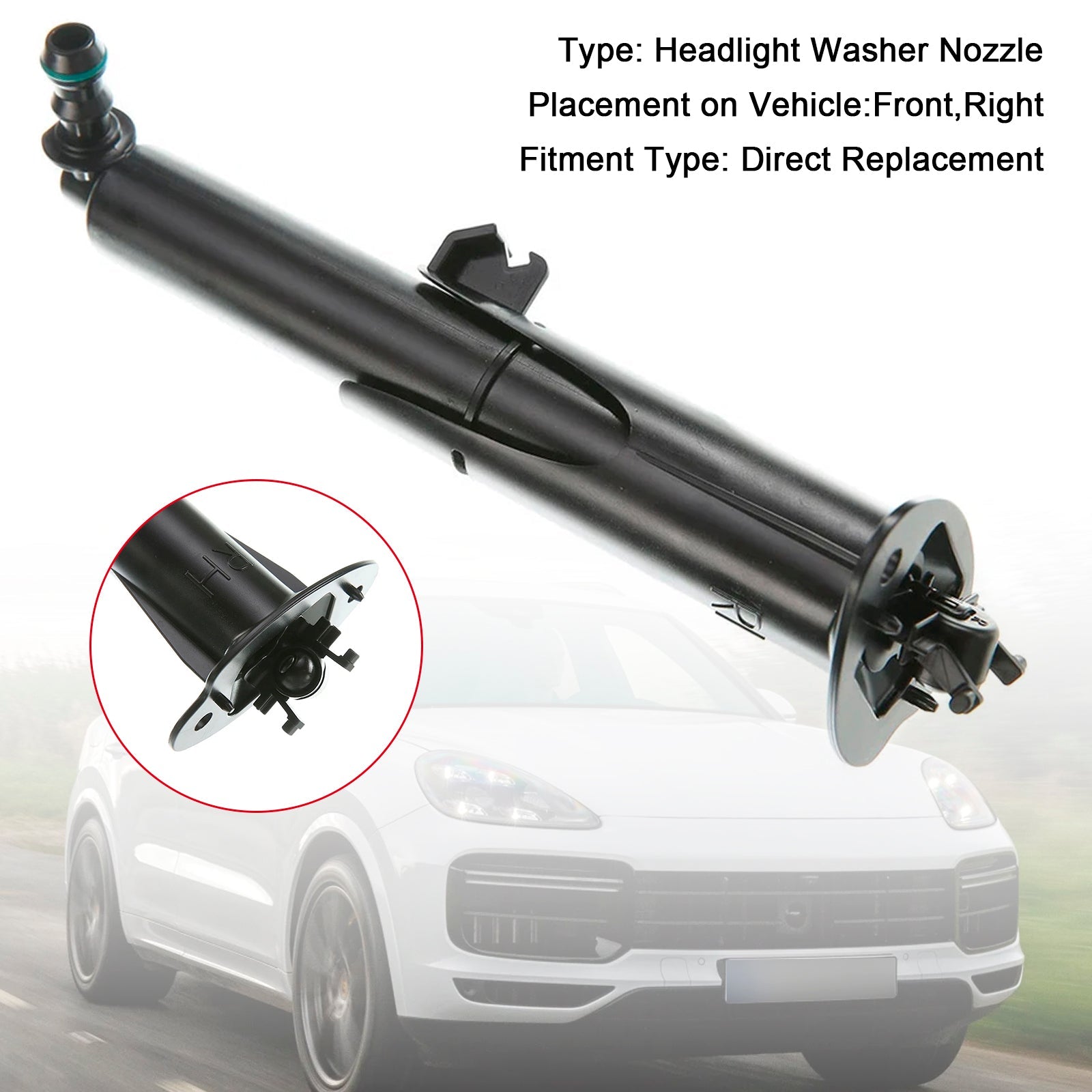 Ugello lavafari anteriore destro per Porsche Cayenne 2015-2017, riferimento 95862816210