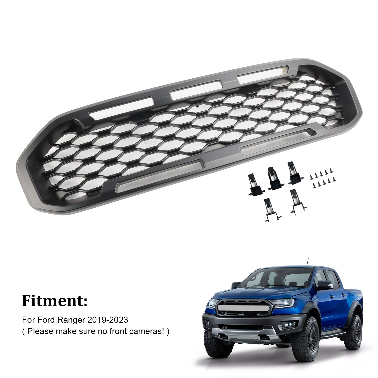 Grille de pare-chocs avant noire pour Ford Ranger T8 2019-2023