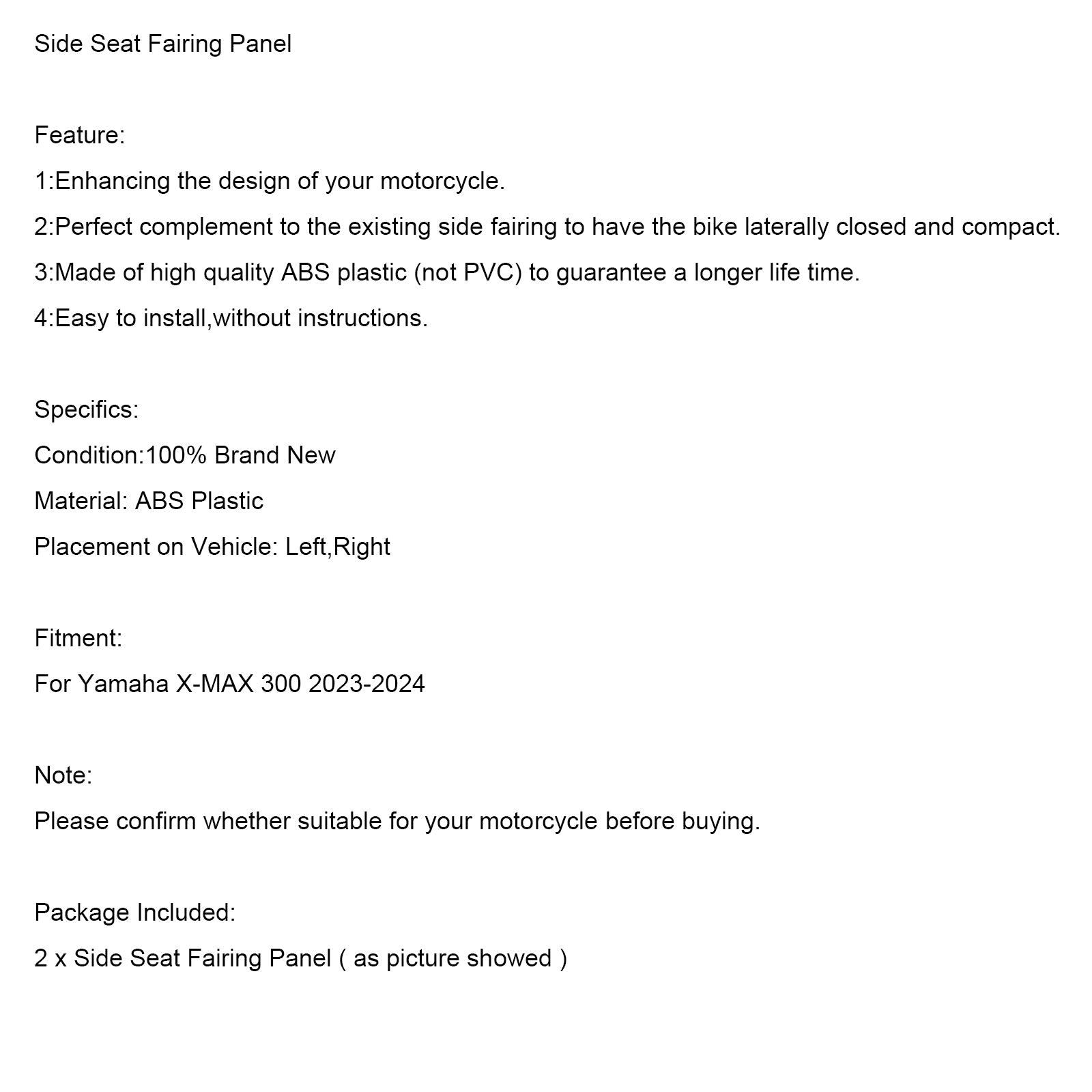 Stranski zadnji zadnji sedež za Yamaha X-Max 300 2023-2024