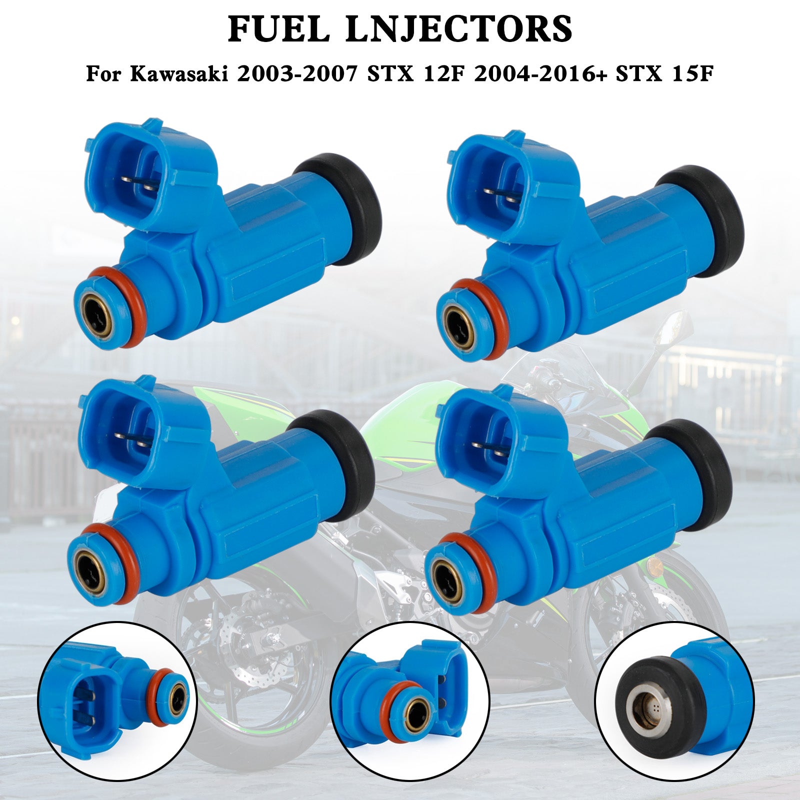 4PCS 49033-3707 Injecteurs de carburant pour Kawasaki 2003-2007 STX 12F 2004-2016+ STX 15F