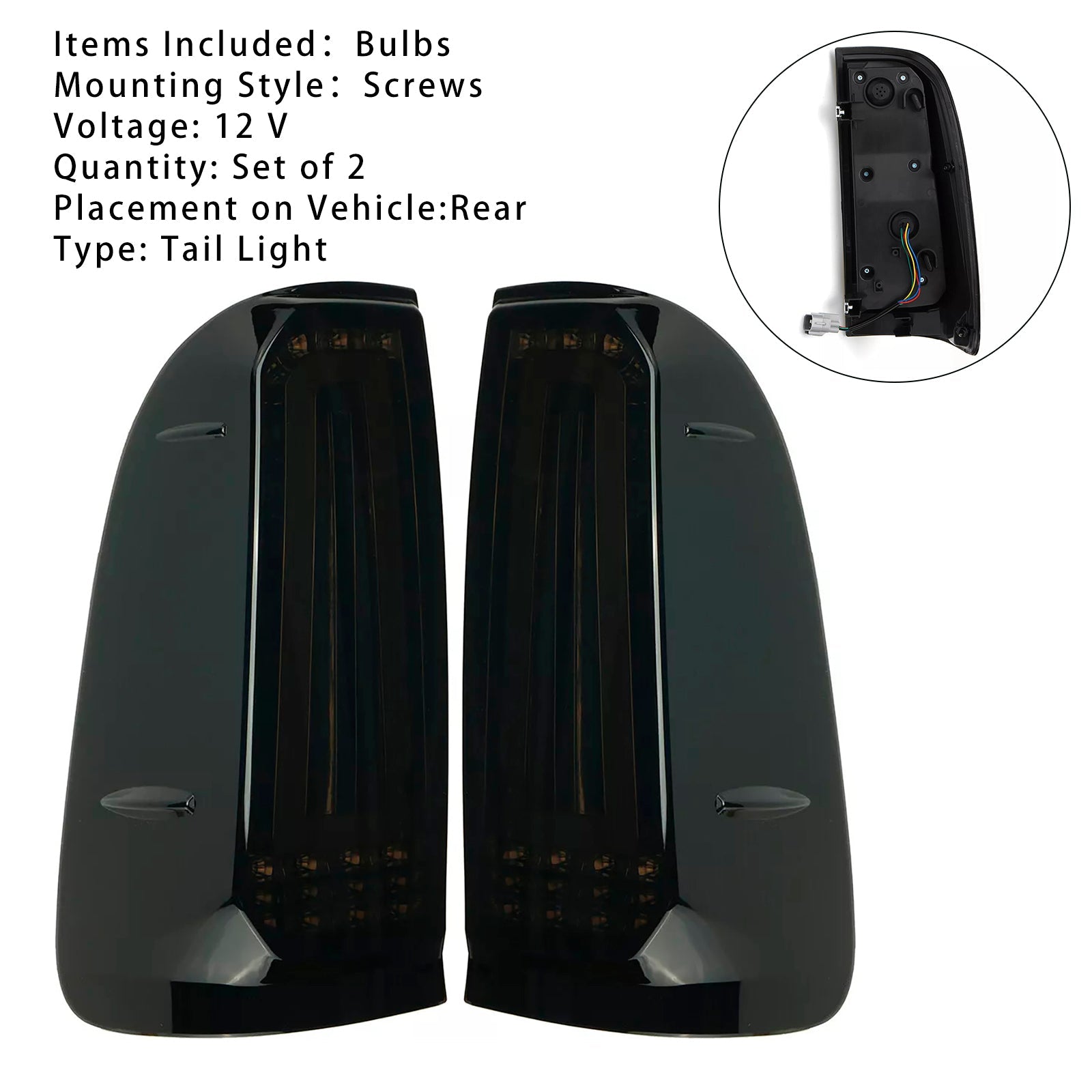 Coppia di luci posteriori a LED affumicate per Toyota Hilux Vigo Kun26 SR SR5 Workmate 2012-2014