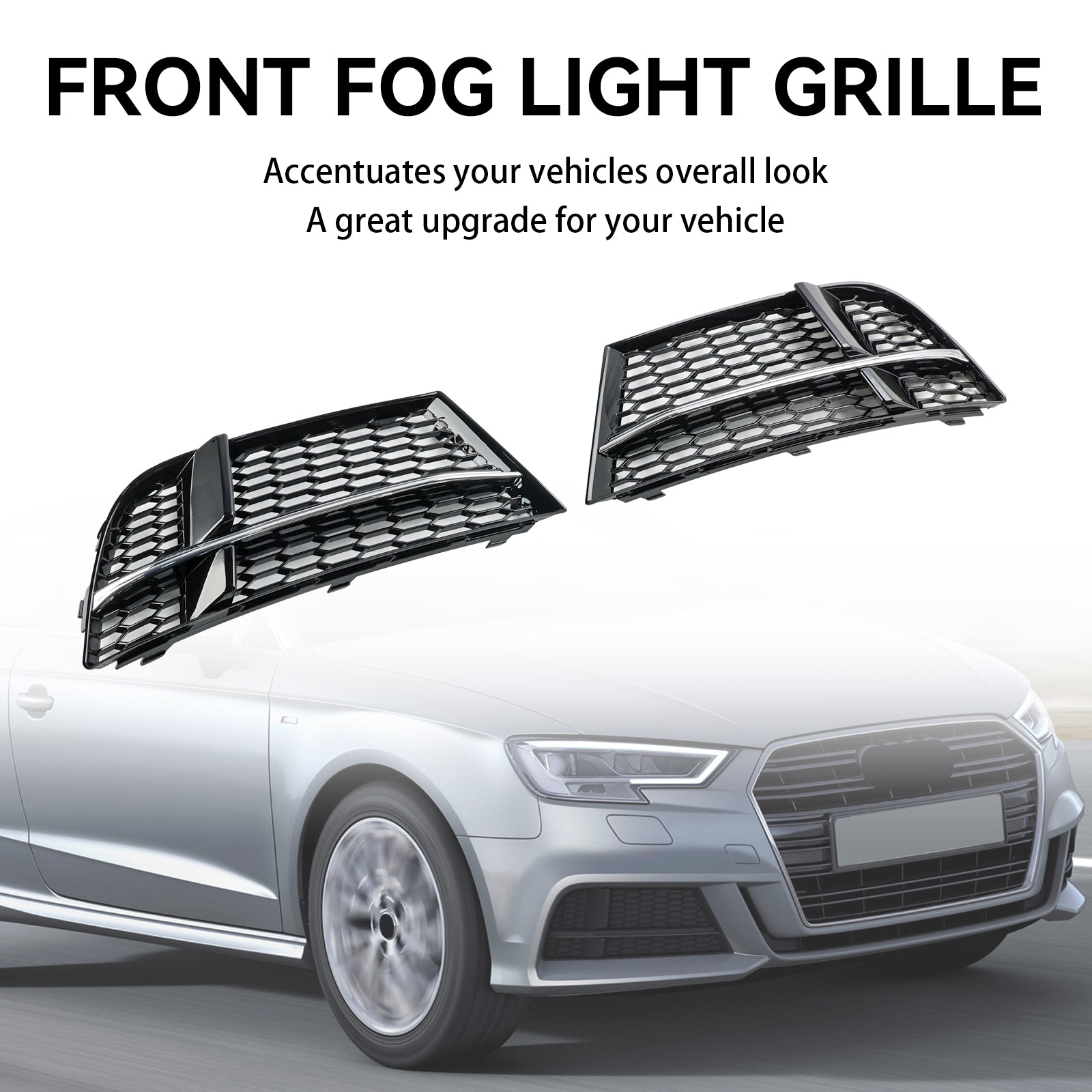 Rejilla de protección de faros antiniebla delanteros para AUDI A3 S-LINE 2017-2019 8V