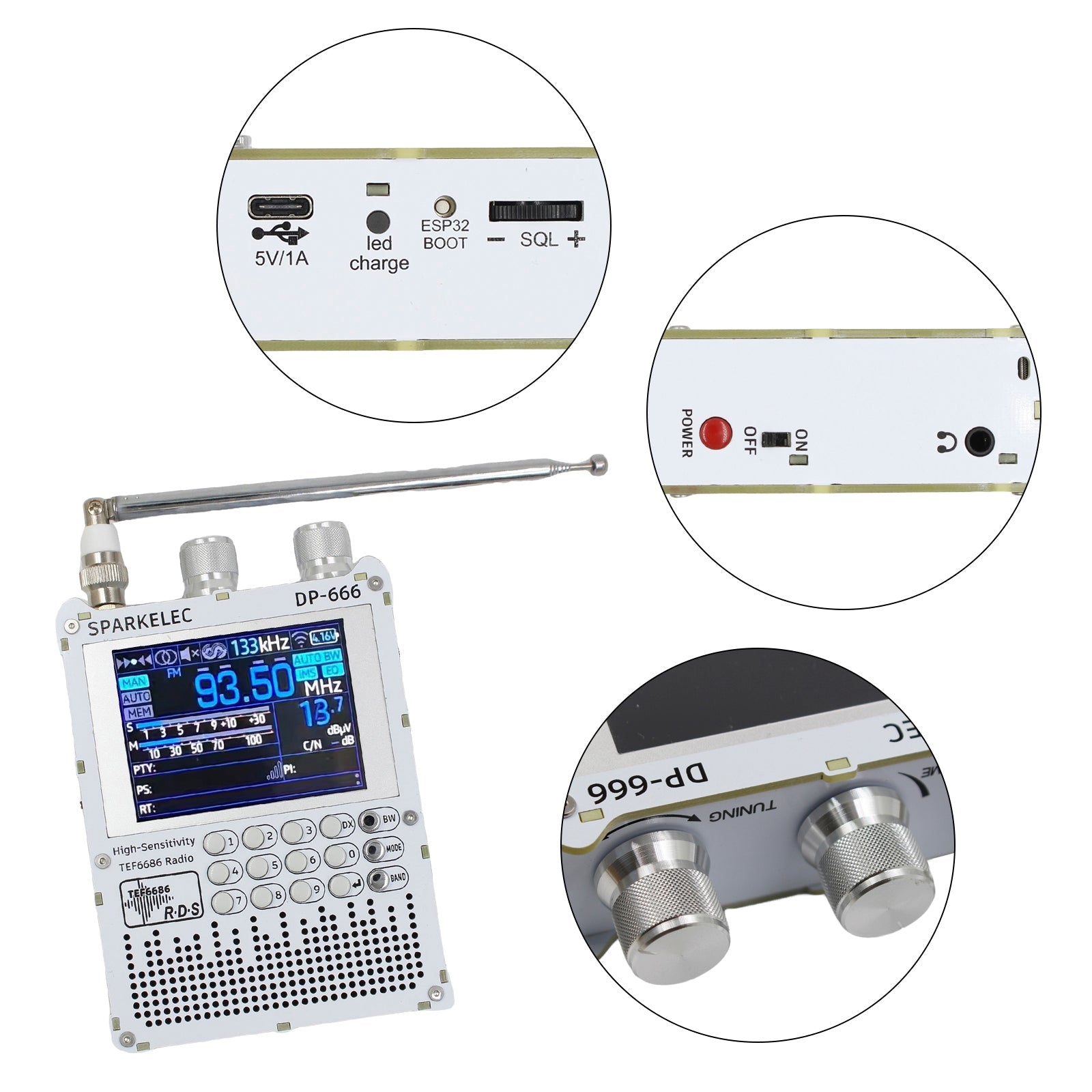 Radio TEF6686 DSP DP666 Hoge gevoeligheid Full Band LW MW SW 0IRT Kortegolfradio