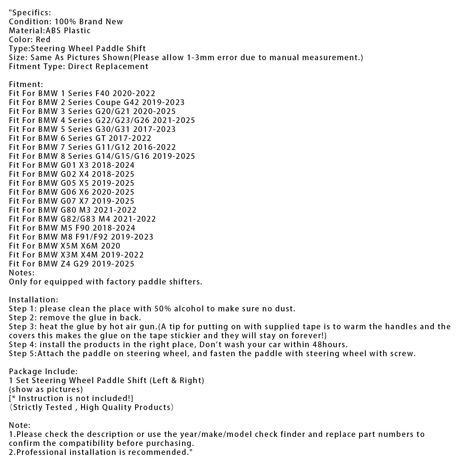 Ylinopeuden siirtymän pidennykset BMW G05 X5 F95 X5M G07 X7 G22 PUNAINEN PUNAINEN