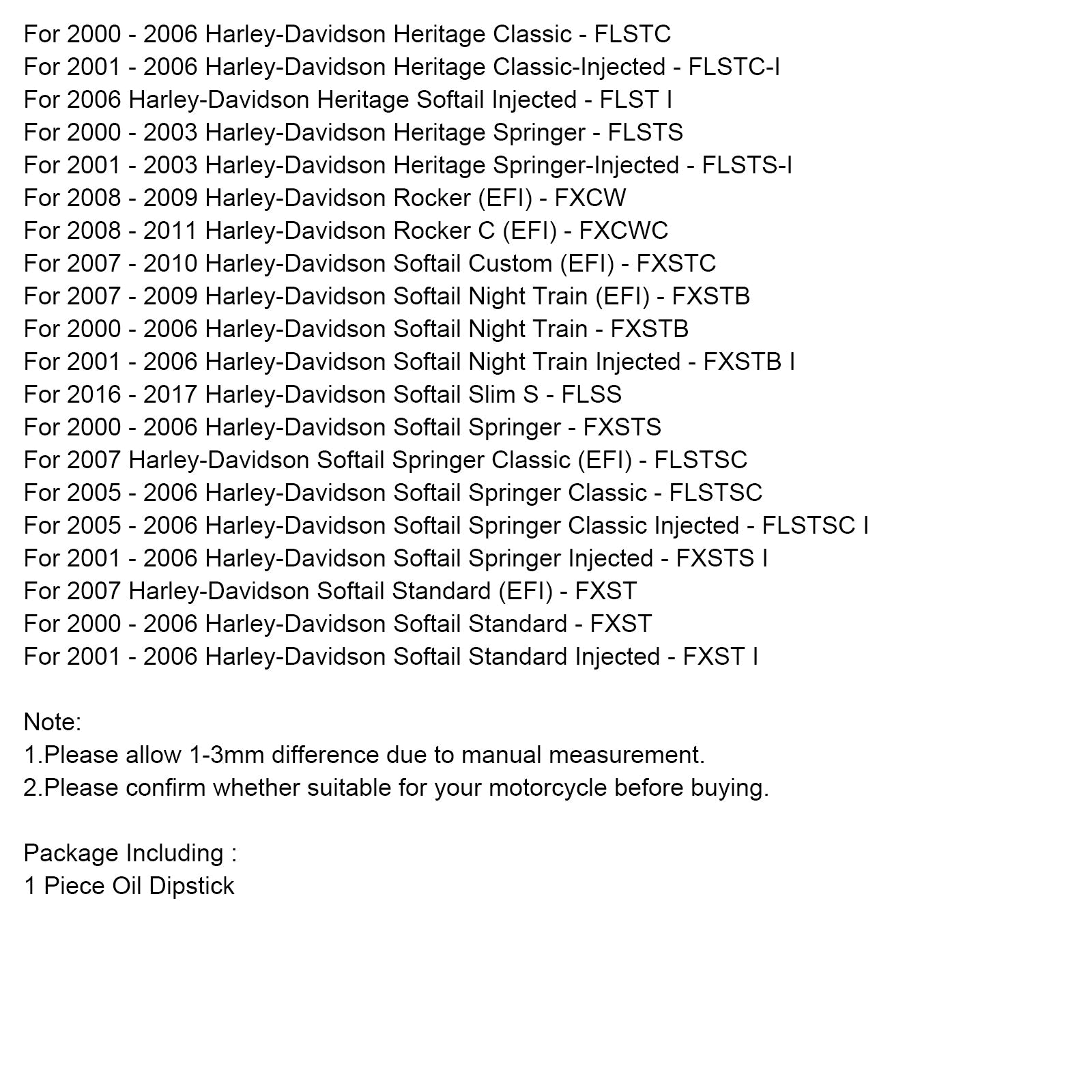 Tapa del tanque de medidor de aceite para Softail 2000-2017 Todos los modelos