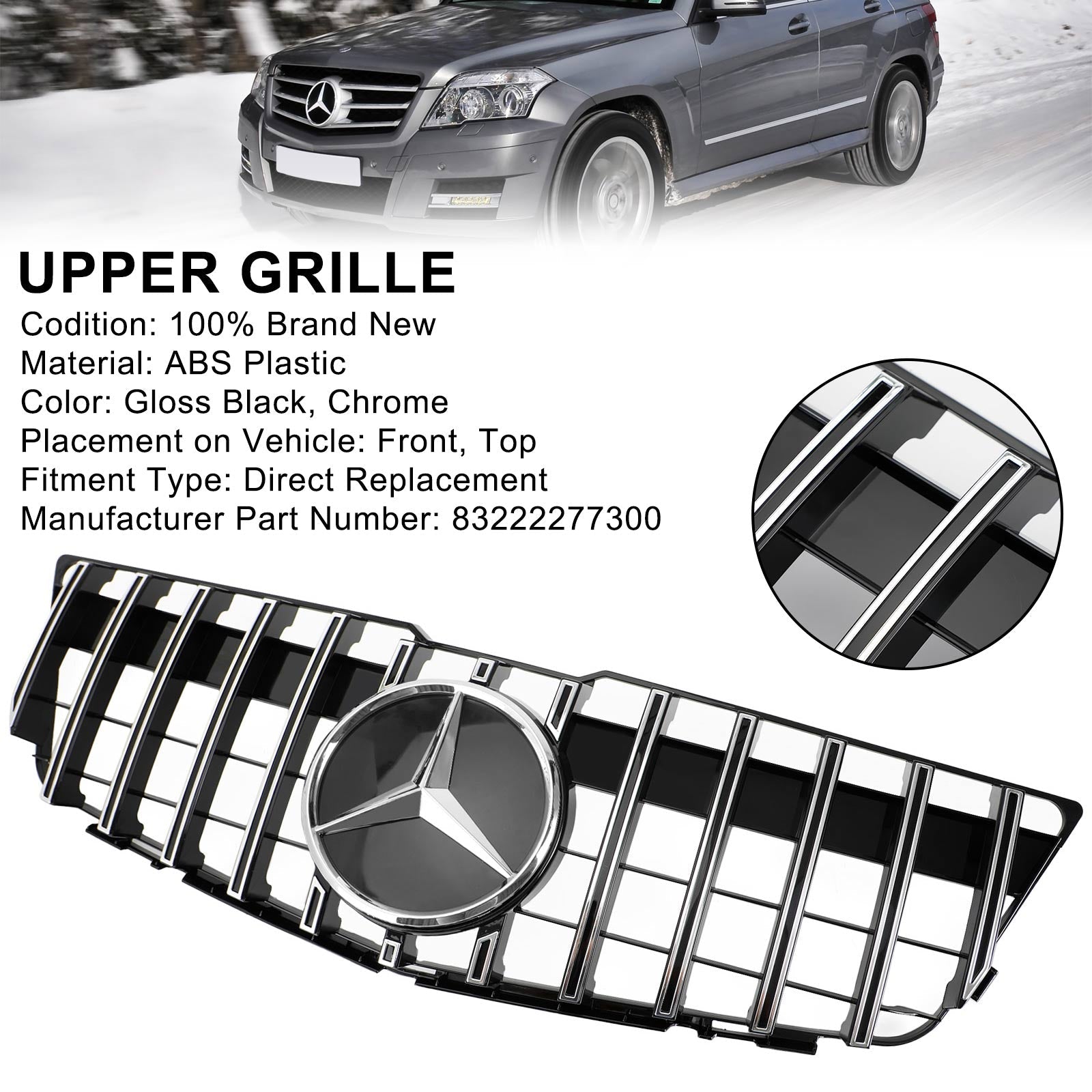 Bovenste rooster van front bumper GT voor Mercedes-Benz GLK X204 2008-2012