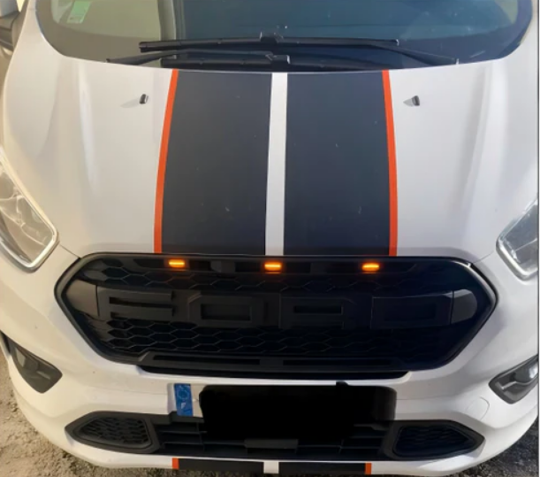 Matte Black Front Bumper Grille pour Ford Transit Custom Trail 2018-2023 W/ 3LED